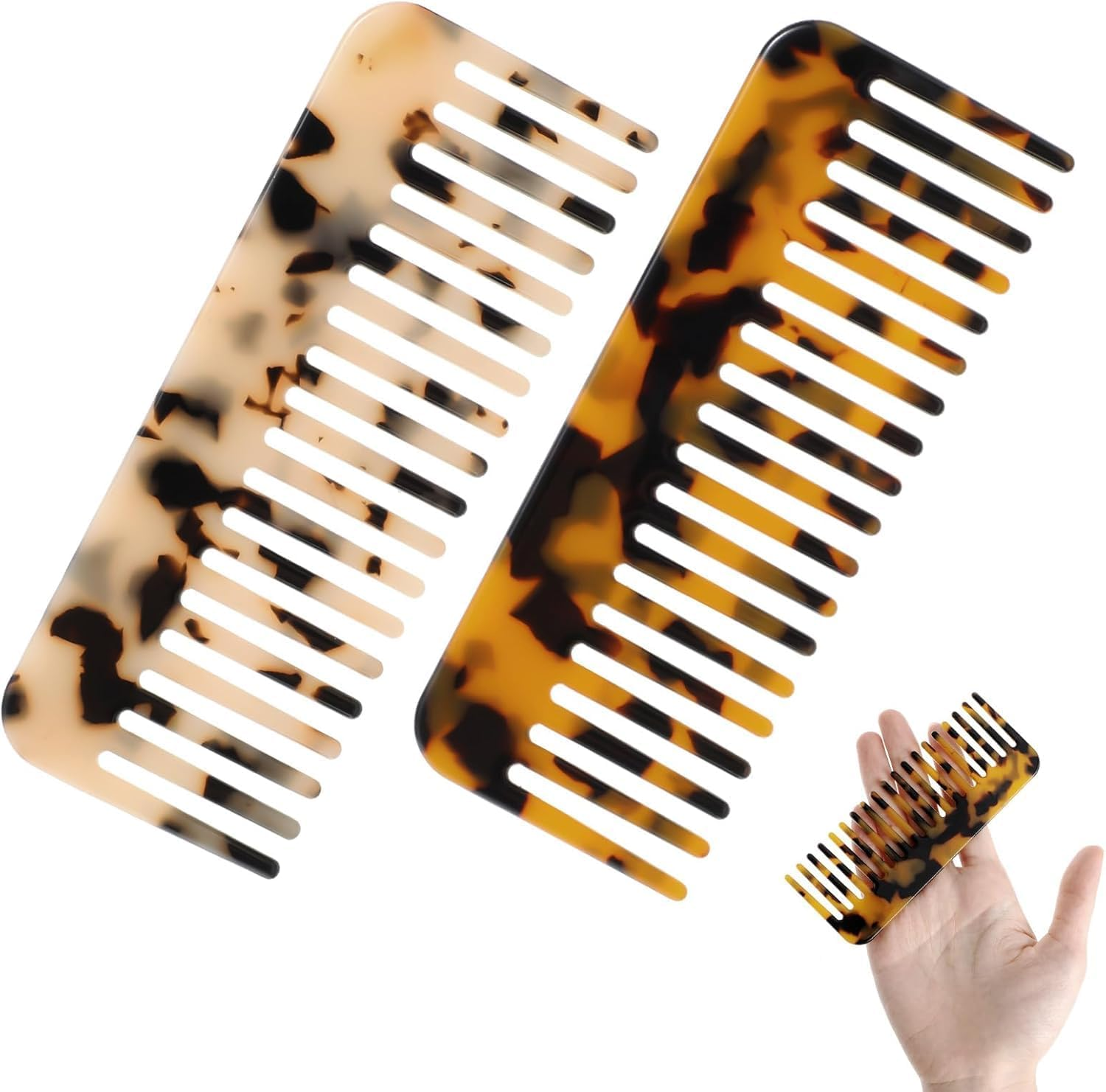 Wide Tooth Detangling Comb, Acetate Hair Tools &ndash; Large Size for Thick/Curly/Wavy Hair, Wet/Dry Use, Leopard Print Pocket Design, Gentle Detangler（2-Pack） image number 5