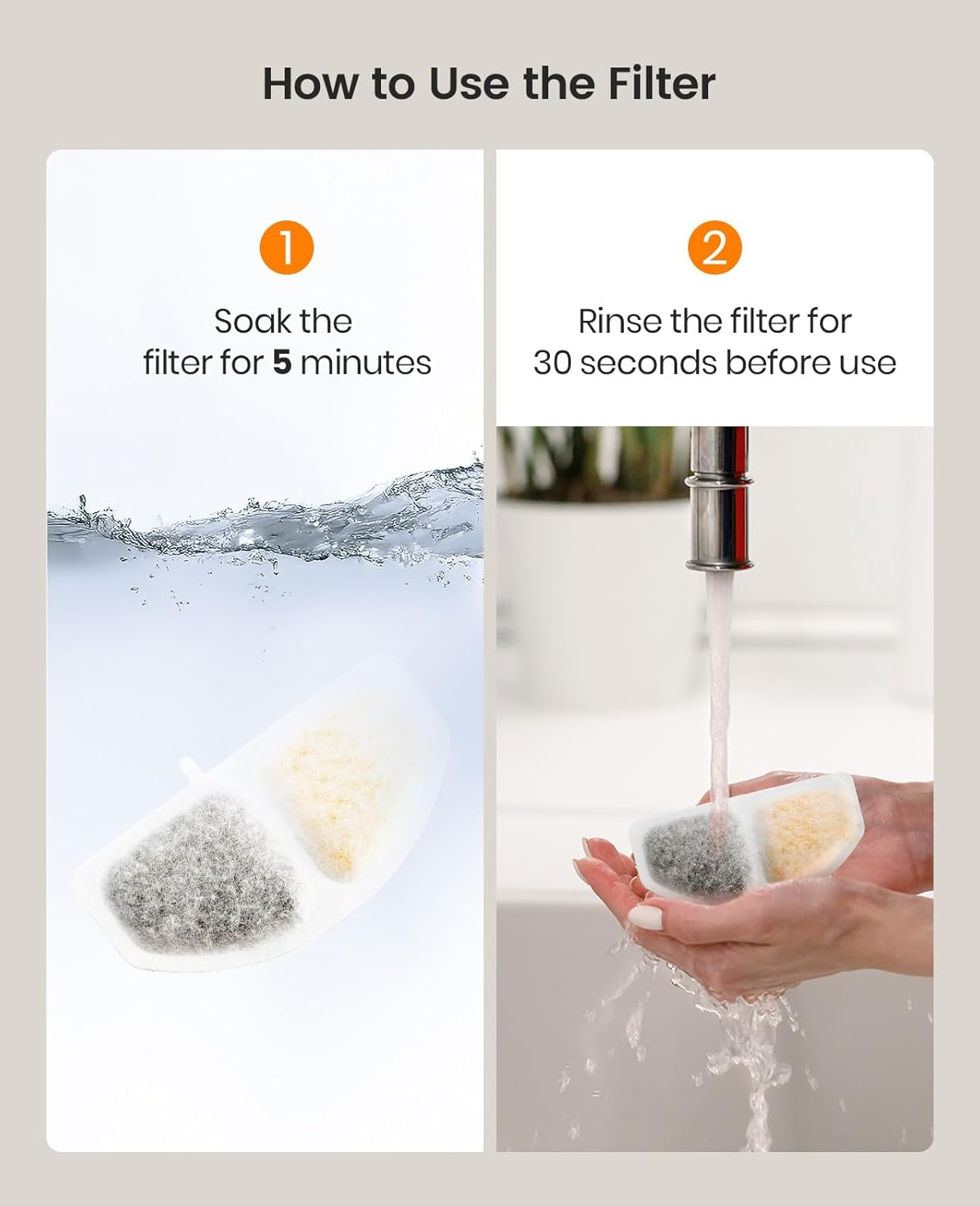 Oneisall 4Pcs Cat Water Fountain Filter for HM-02 2.5L Cat Fountain, Triple Action Water Filter image number 2