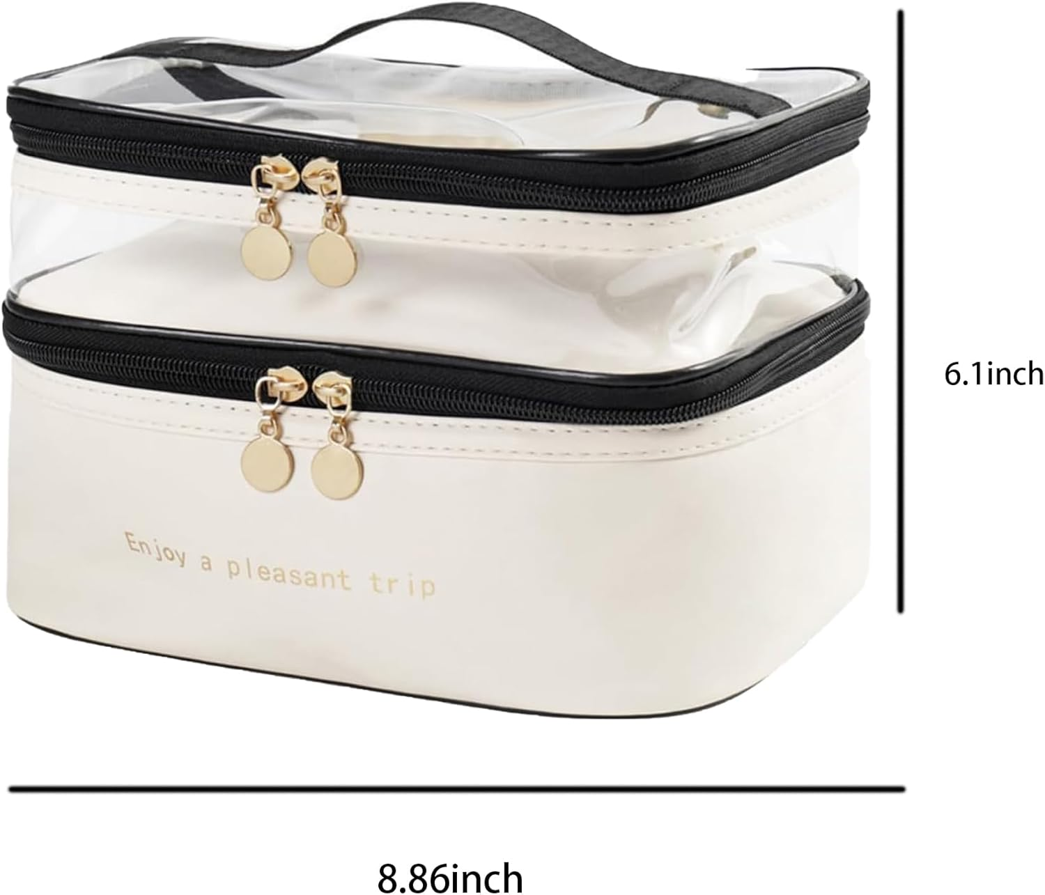 Travel Cosmetics Bag Waterproof Large Capacity - Makeup Toiletry Organiser with Double Zipper, Portable Washable Cosmetic Case for Women Men, Fashion Travel Accessories Storage Pouch (Cream) image number 2