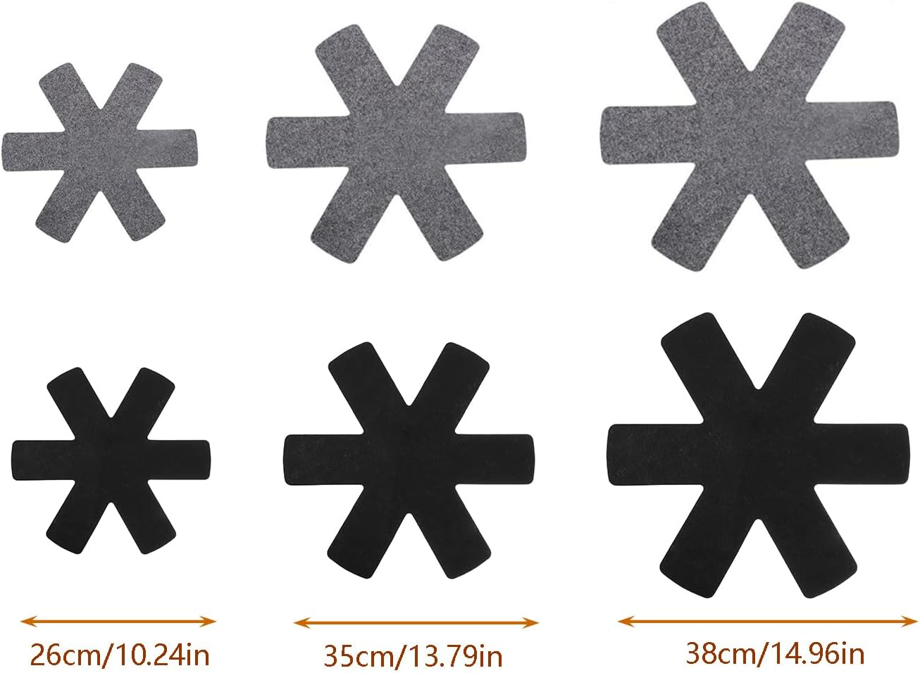 Taicols Pot and Pan Protectors, 15 Pcs Cookware Protector Sets, Non-Slip Pans Separator to Prevent Scratches, 3 Different Sizes of Pot Covers, Pots and Pans Divider Non-Slip Mats (Gray) image number 1