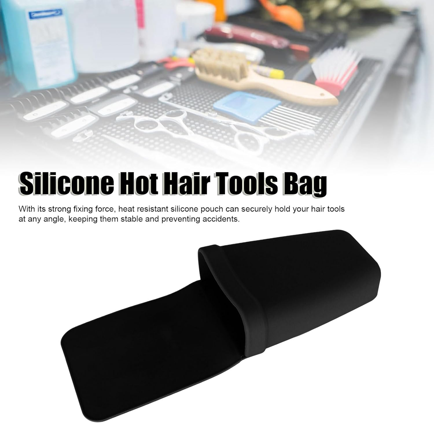 Heat Resistant Silicone Mat Pouch, Soft Washable Silicone Heat Resistant Holder Mat Pouch for Flat Iron,Curling Iron, Hot Hair Tools, Silicone Heat Resistant Travel Mat Pouch image number 5