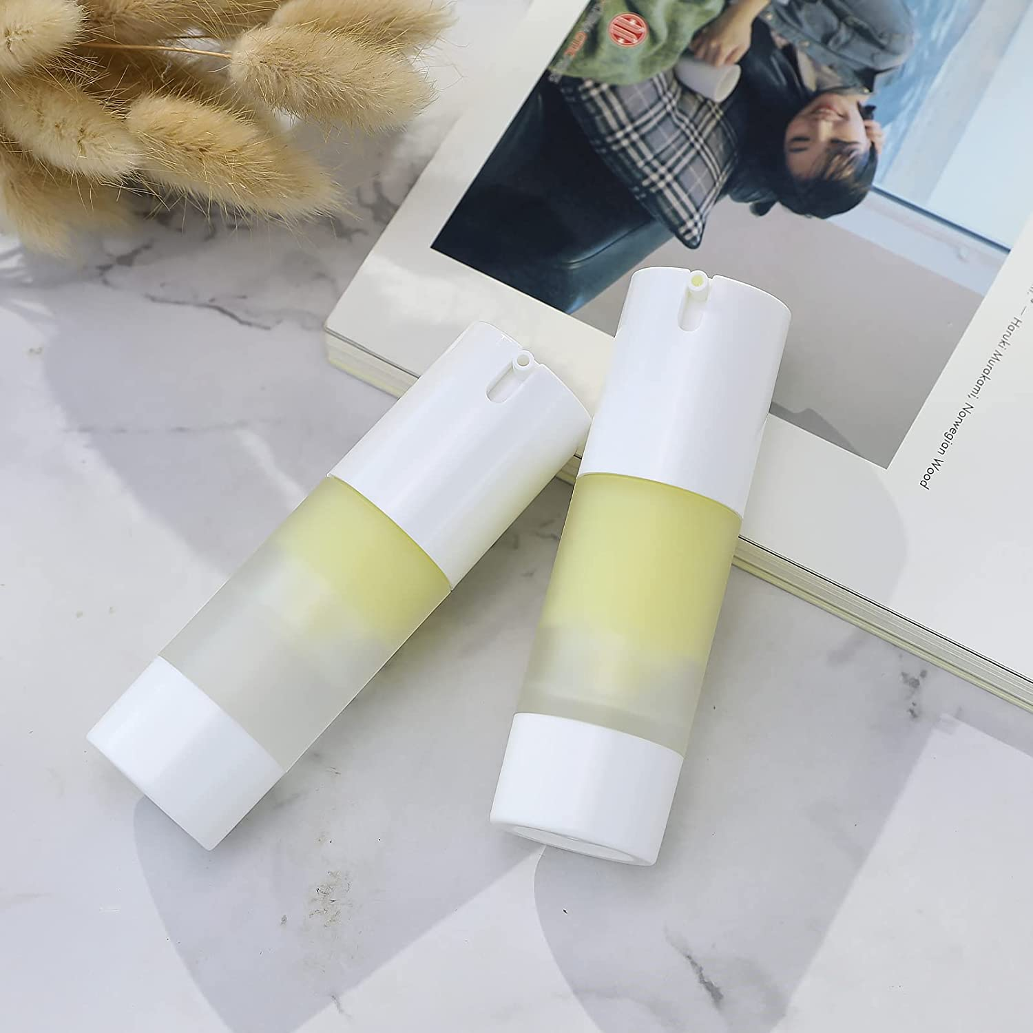 Longway 3Pcs Empty Refillable Airless Pump Bottle,Travel Foundation Containers,Airless Cosmetic Pump Bottle for Hand Sanitizer, Toner,Gel,Hair Oil, Lotion and Face Cream (1Oz/30Ml, Frosted) image number 3