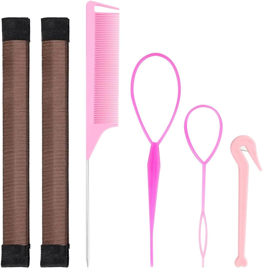 IKOPFLN 6 Pieces Hair Styling Set for Women Girls Hair Styling Tools Bun Maker Braiding Tools Accessories for Women and Girls DIY Hair Styling image number 4