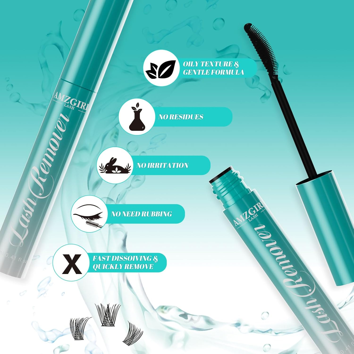 Eyelash Extension Remover 12Ml,Lash Cluster Remover for Lash Extensions,Individual Lashes Remover Non Irritating,Diy Eyelashes Clusters Glue Remover Oil,Eye Cleanser for Removal Diy Lash Extensions image number 6