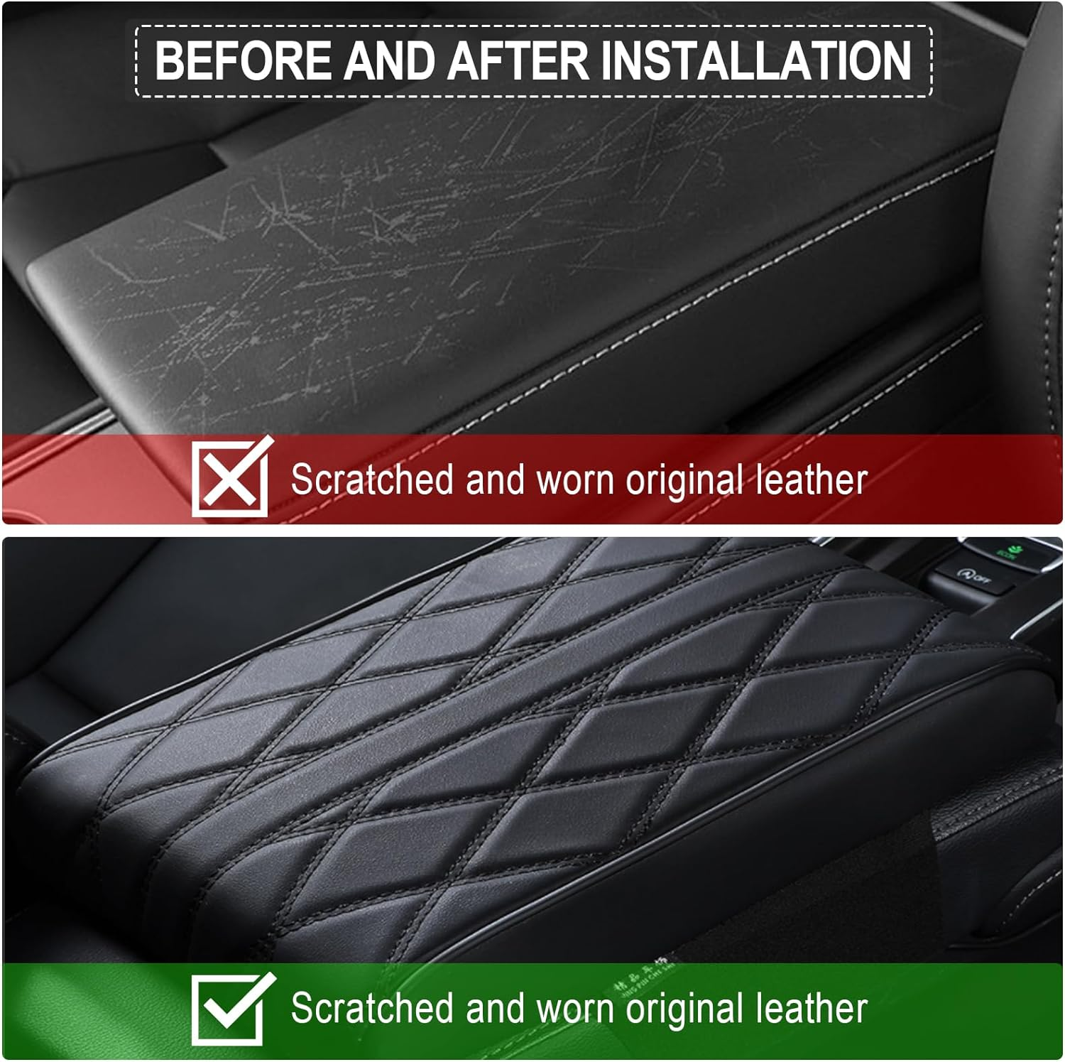 Universal Car Armrest Cover, Auto Center Console Pad, 5Cm High PU Leather Arm Rest Cushion Pads, Armrest Protector, Fit for Most Car, Vehicle,Truck Accessories image number 1