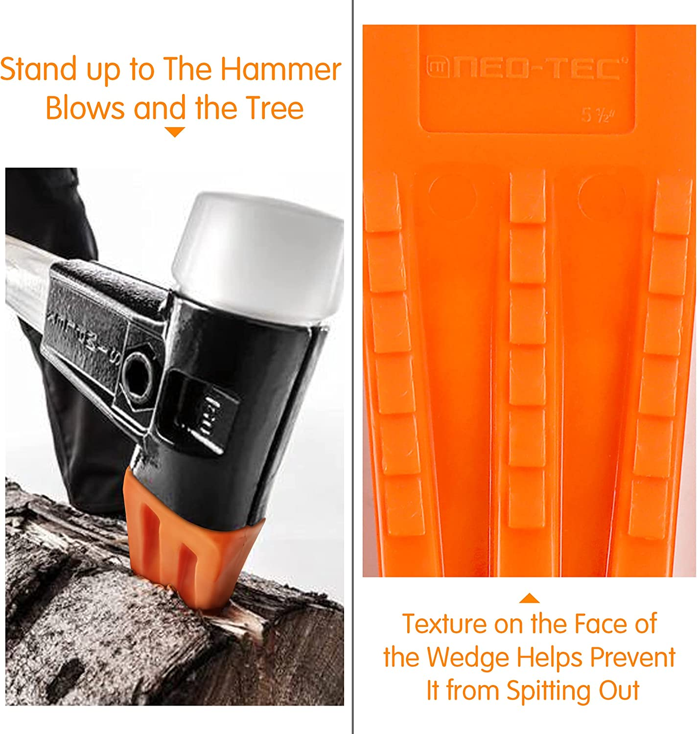 NEO-TEC 6 Pack Tree Felling Wedges with Spikes for Safe Tree Cutting (5.5"+8"+10", 2+2+2) image number 4