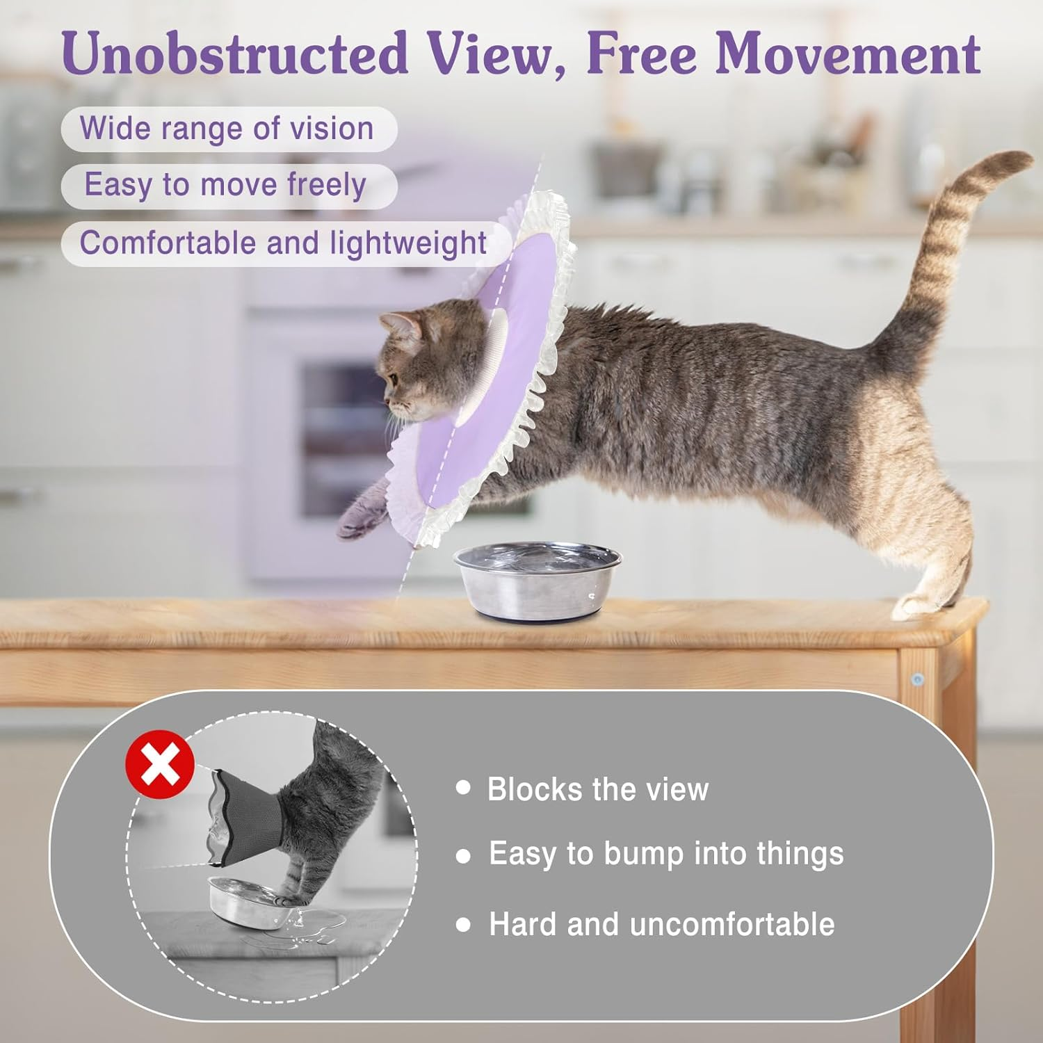 Vavopaw Waterproof Cat Collar, Adjustable Soft Anti-Licking Lightweight Pet Protective Collar after Surgery, Recovery E-Collar for Cats, Small Dogs, M image number 3