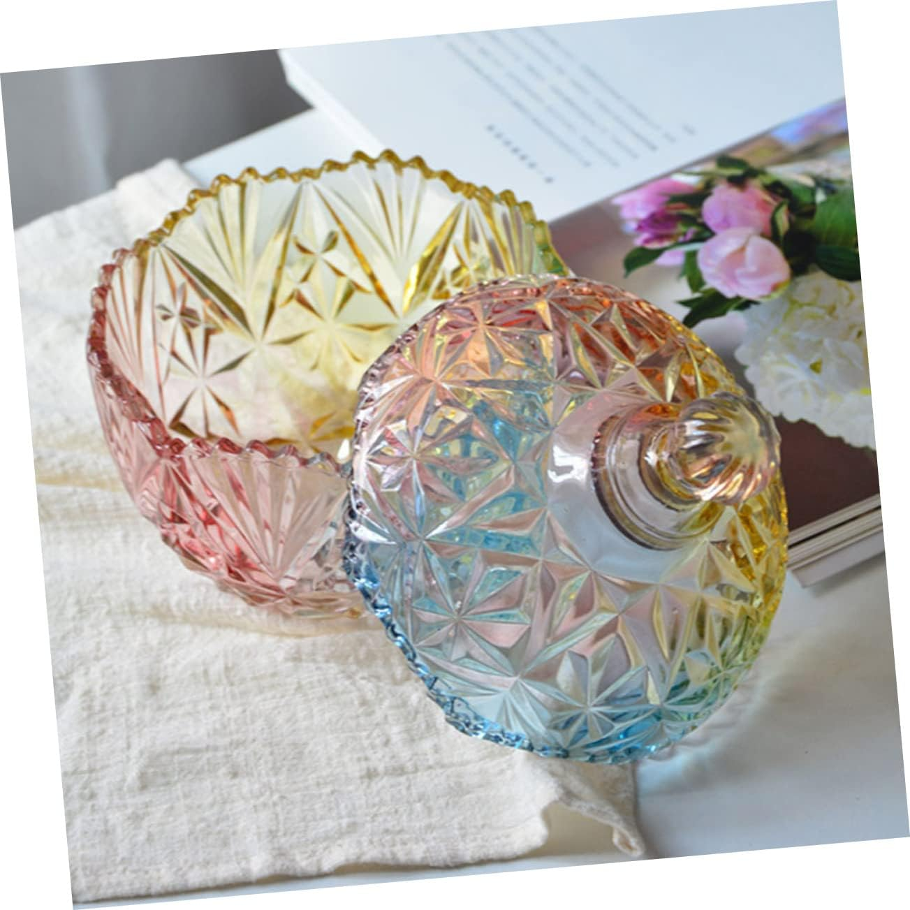 NAMOARLY Elegant Glass Candy Jars Storage Canister Candy Jar Lid Snack Holder Home Kitchen image number 3