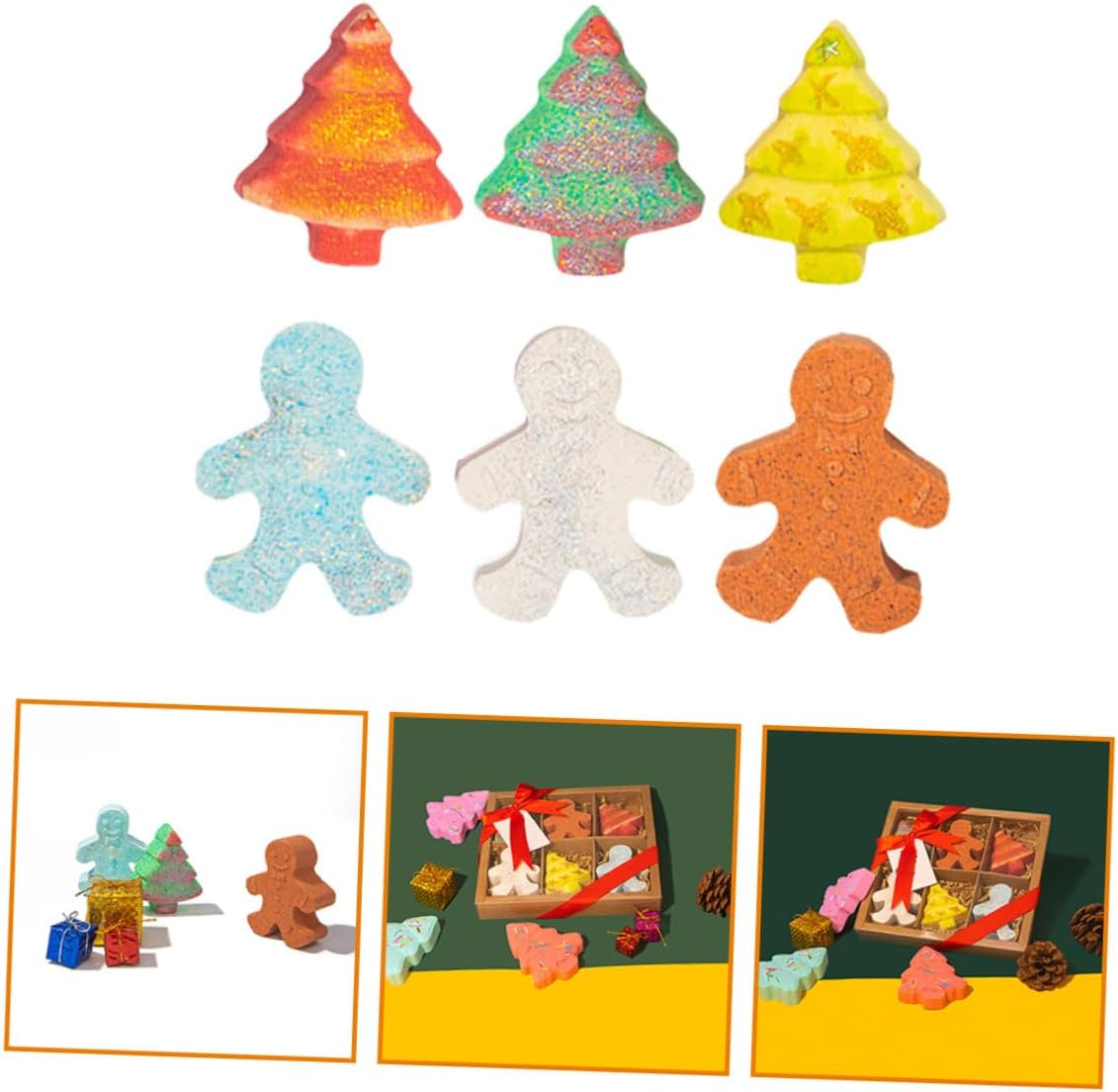 FOYTOKI 6Pcs Christmas Gingerbread Man Bathing Friendly Essential Oil Infused Bath for Relaxation and Aromatherapy for Bubble Baths image number 5
