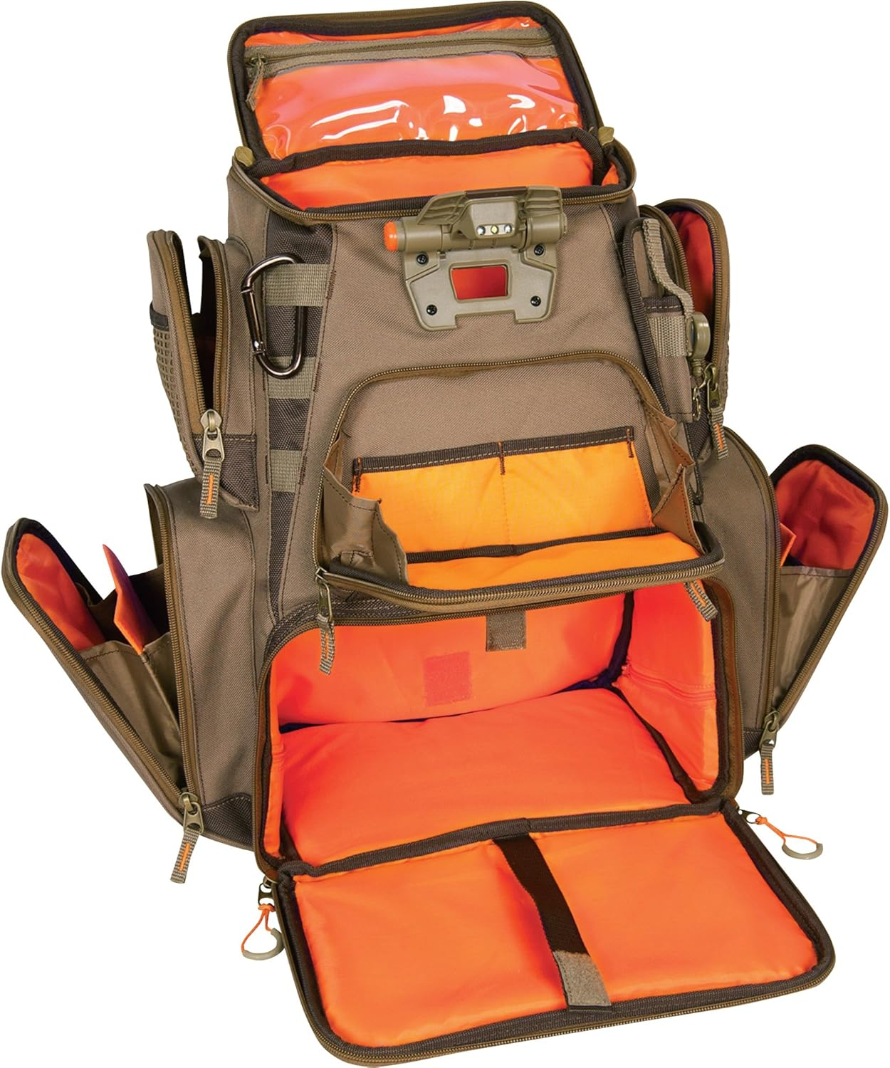 Custom Leathercraft Wild River by CLC WT3604 Tackle Tek Nomad Lighted Backpack & Four PT3600 Trays, Orange, Sand image number 1