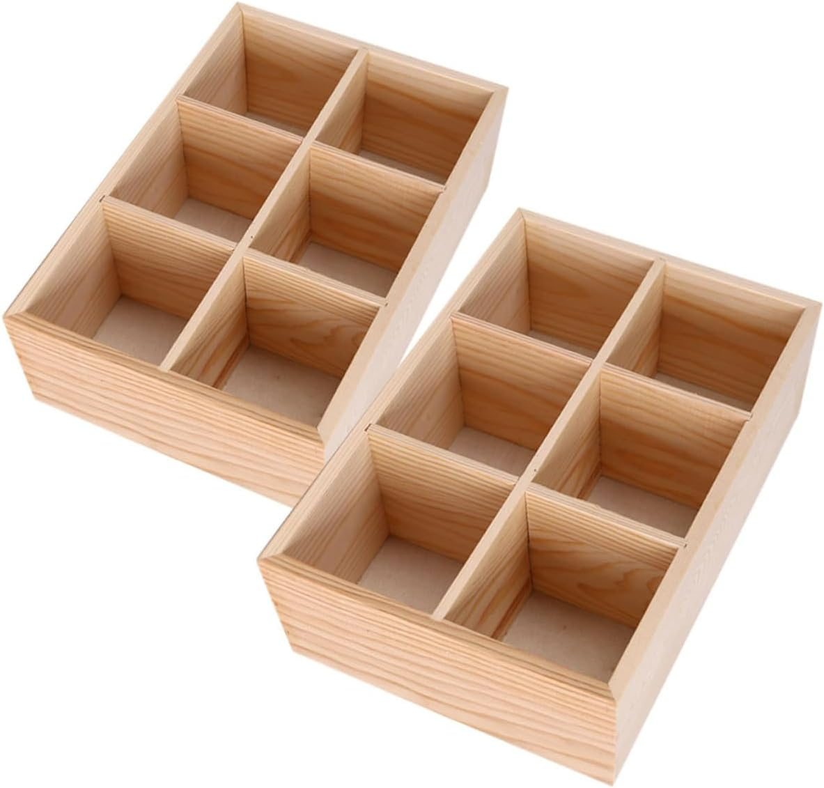 COHEALI 2Pcs Multipurpose Storage Box Wooden Pencil Case Compartments Rotating Organizer for Art Supplies and Makeup Brushes for Office Desk image number 1