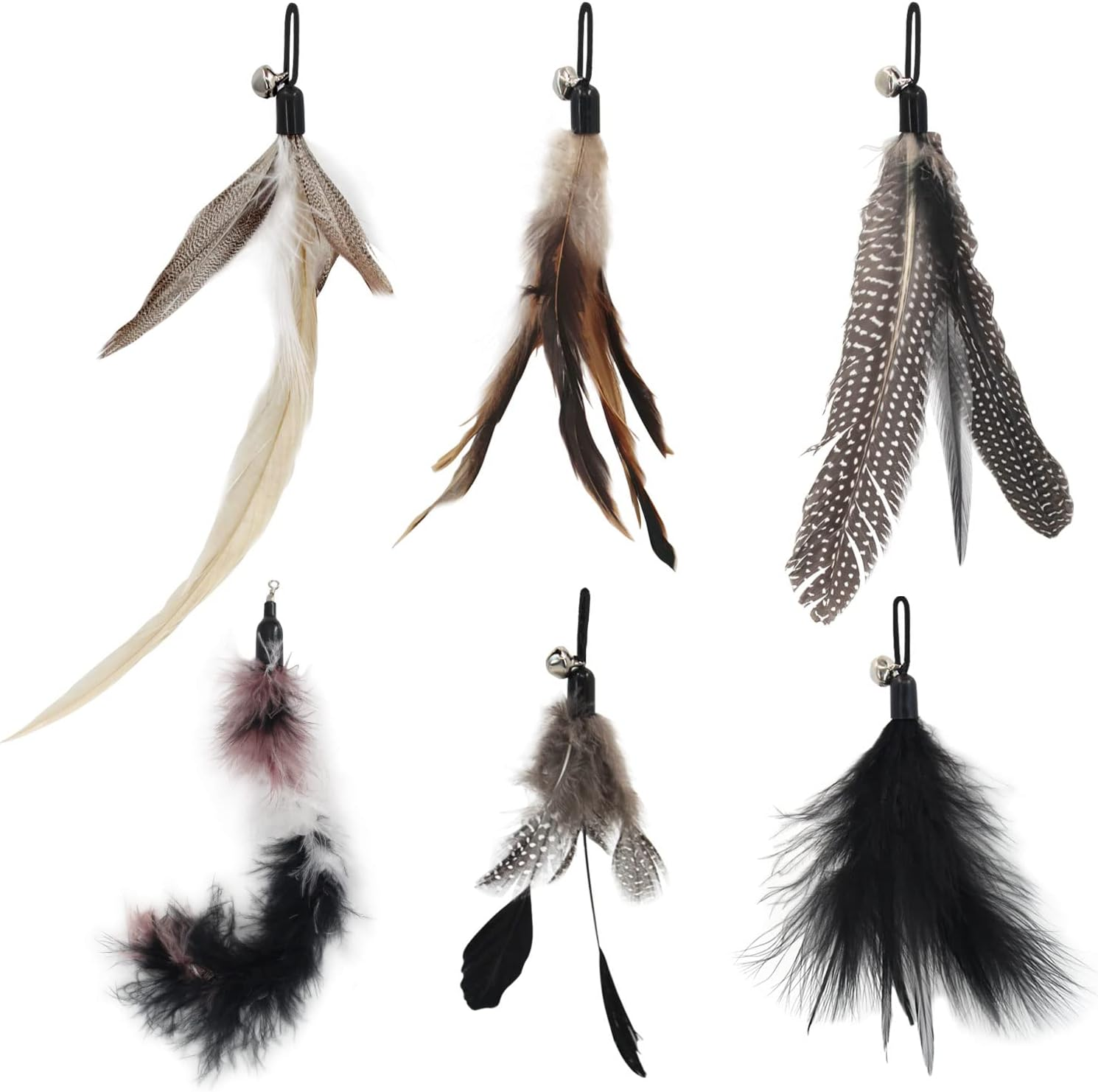 SONGWAY Cat Toy Wand Replacement - 4 Pieces Cat Toys, Cat Feather Toy Refills, Cat Teaser Wand Attachments, Interactive Cat Toys for Indoor Cats 4 Feather Refills