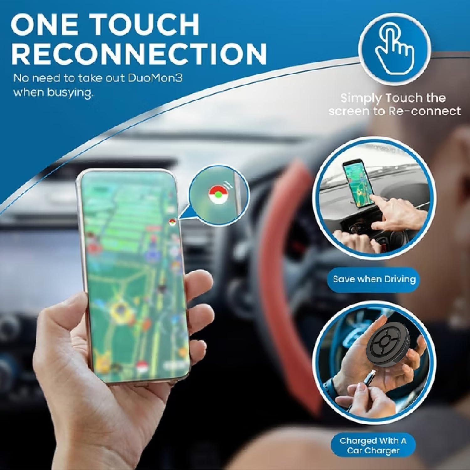 Megacom Duomon3 1P/2P Auto Catcher, Rechargeable Pocket Auto Collecting Device with Adjustable Lights, Sound Notifications and One Touch Reconnect - Black (Standard Version) image number 5