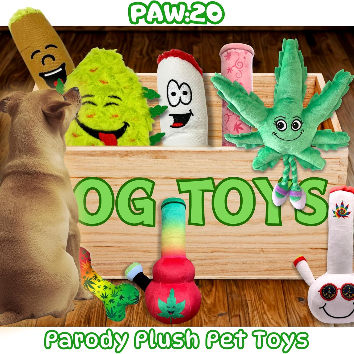 PAW:20 Mary Jane the Weed Leaf 420 Dog Toy image number 5