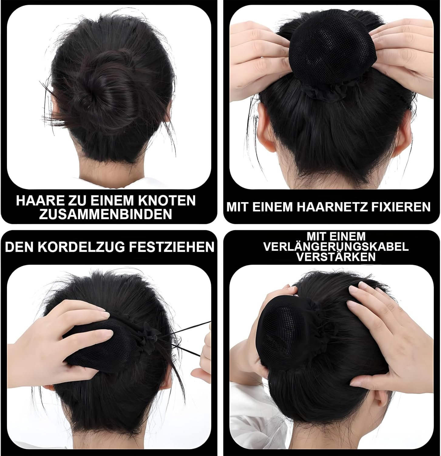 Pack of 6 Hair Net Bun with Bun Cushion, Ballet Hair Net Riding, Elastic Bun Net, Hairstyle Aid Bun Bun Net for Gymnastics, Rhythmic, Sports Gymnastics, Ballet, Figure Skating (Multicoloured 1)