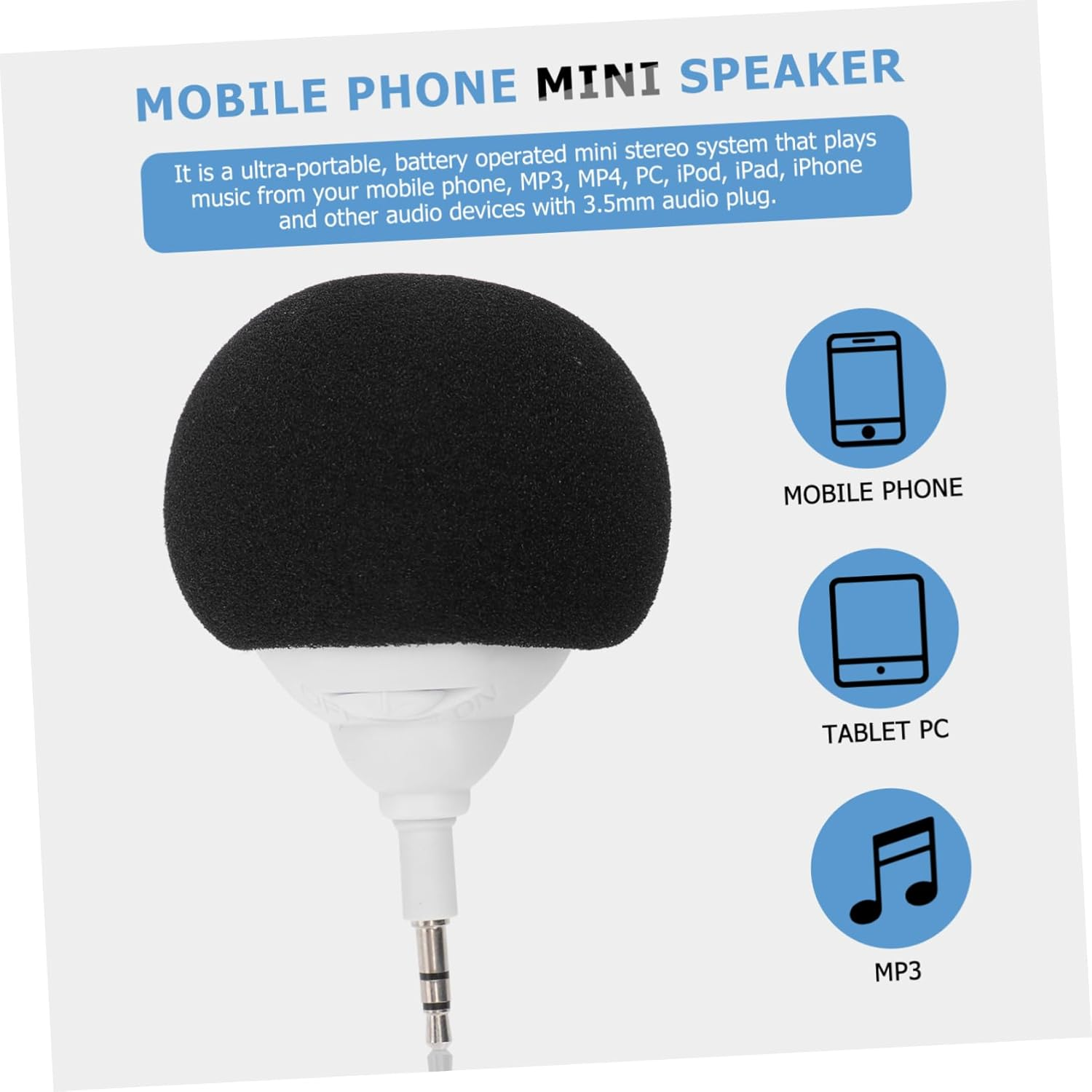 Uonlytech Sponge Balloon Ball Style Portable Audio Dock Peaker Mini Speaker for Smartphone Home Office Use image number 6