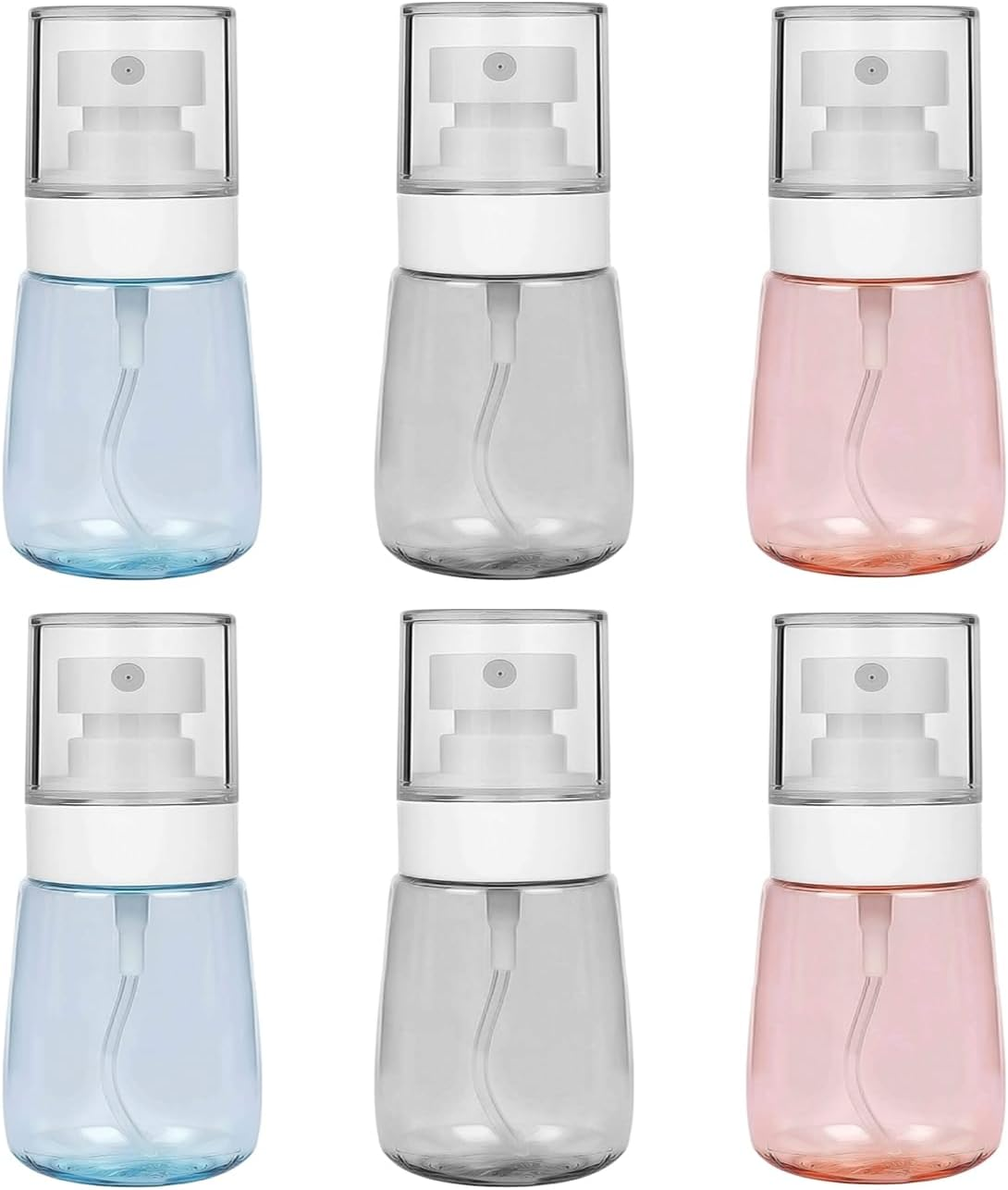 Lahviuu Spray Bottle,6 Pcs 30Ml Fine Mist Empty Travel Bottle Set Portable Reflillable Liquid Containers,Atomiser for Cosmetic,Make Up,Hair,Perfume(Pink, Clear, Blue) image number 1