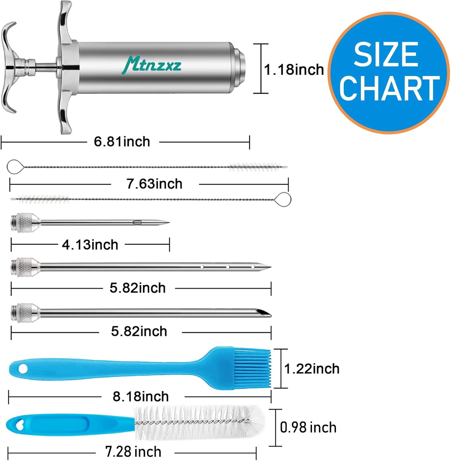 Marinade Injector Syringe and Brushes Set, Meat Injector Syringe with 3 Professional Marinade Injector Needles, Creates Tender Meat & Poultry Flavors, for BBQ Grill Smoker & Turkey & Brisket image number 6