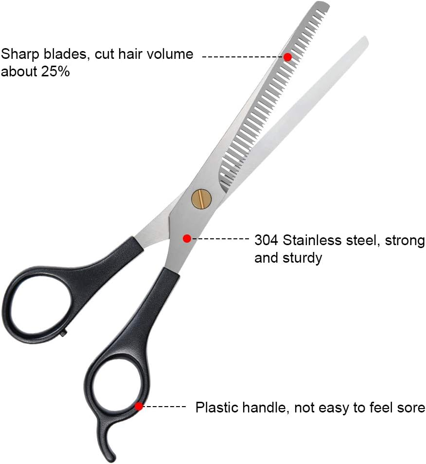 URAQT Professional Hairdressing Scissors, Professional Hairdressing Scissors Slimming Hair Cutting Scissors Thinning Scissors Set Stainless Steel with Comb (17.3Cm) image number 5
