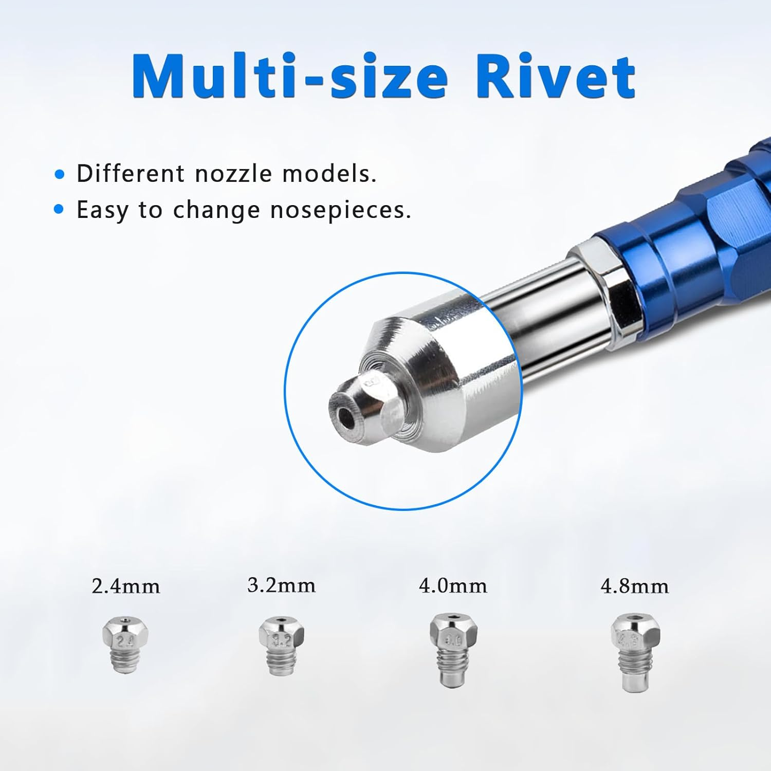 Universal Conversion Head for Blind Rivet Gun with 100 Blind Rivets,Electric Rivet Gunhandheld Rivet Gun Head Kit Tool image number 6