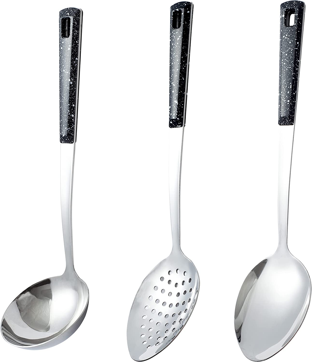 3-Piece,Stainless Steel Serving Spoons Set with Slotted Spoon, Serving Spoon and Perforated Spoon, Soup Ladle,Kitchen Cooking Serving Utensils Set Cooking Spoon image number 1