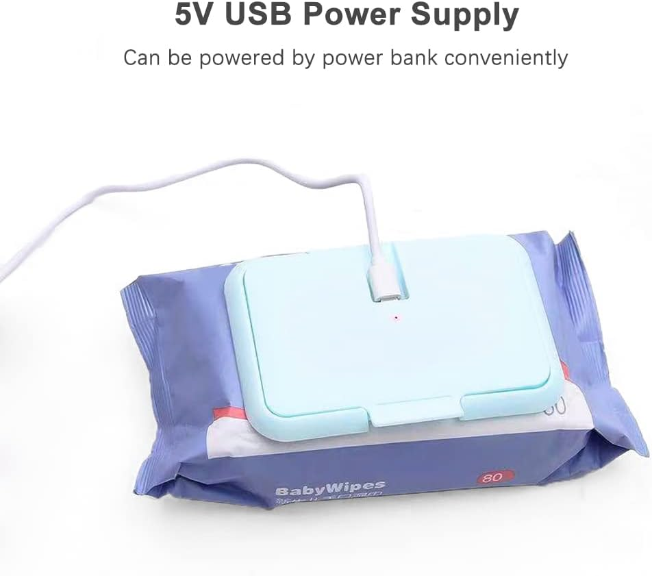 Baby Wipe Warmer Portable Baby Wet Wipes Warmer Heater USB Powered Perfect for Traveling Blue image number 3