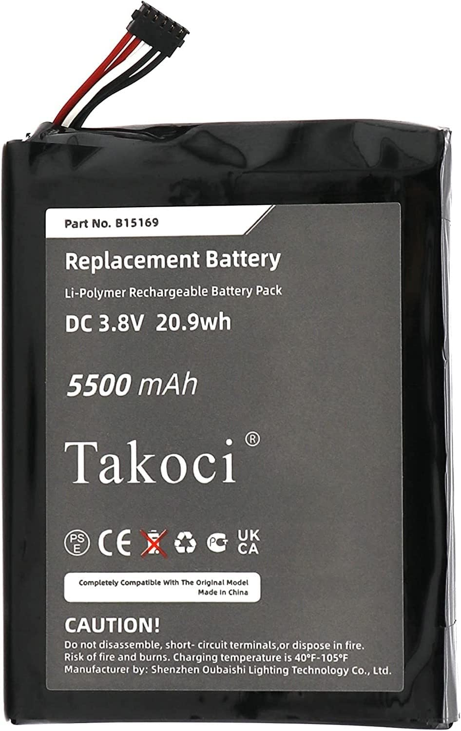 B15169 Replacement Battery Compatible with Ring Video Doorbell 1St Gen (2014 Release/720P HD) 3.8V/5500Mah image number 1