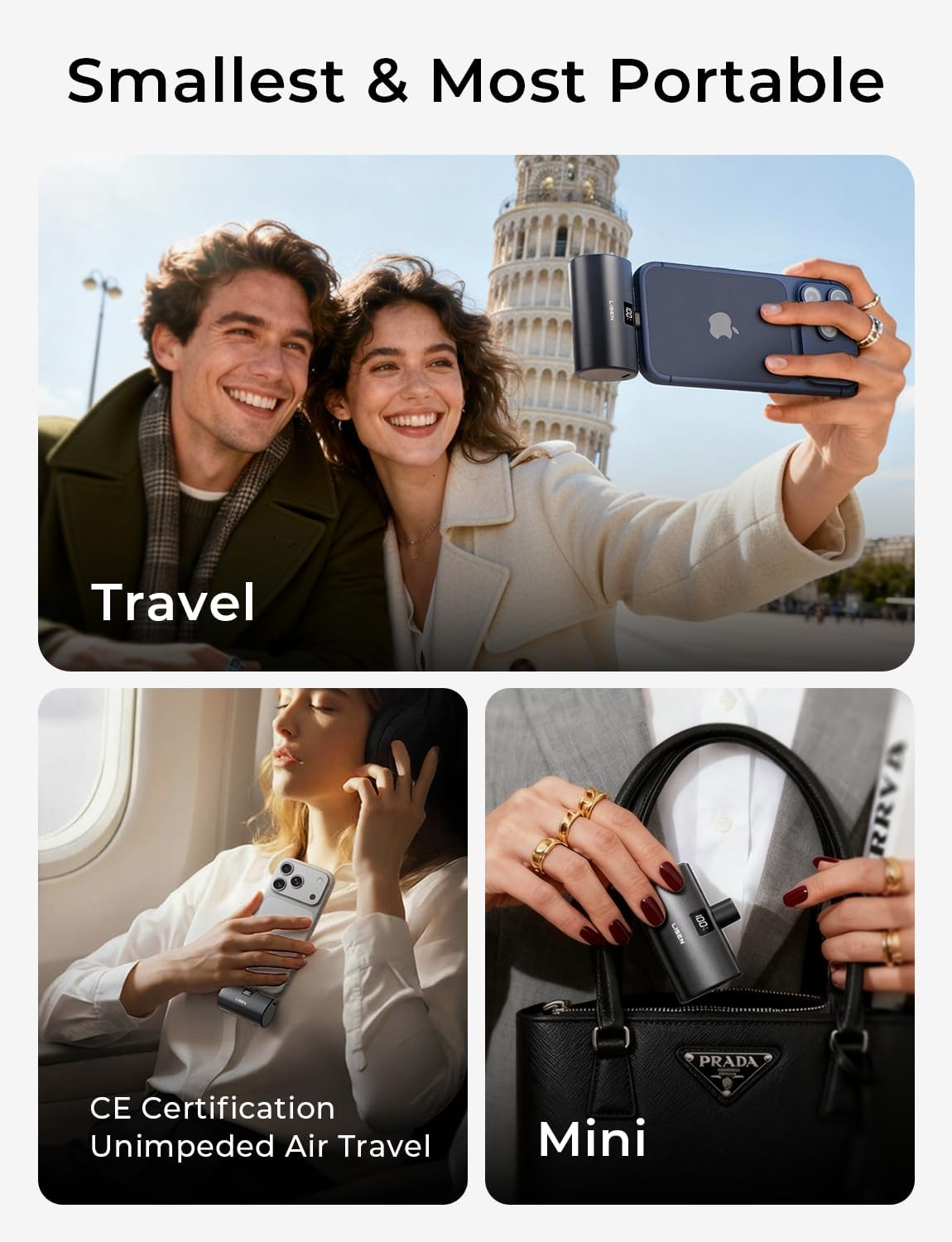 LISEN Mini Portable Charger 7000Mah Power Bank, 22.5W PD Fast Charging CCC Certified Power Bank, Small Portable Charger USB C, Travel Essentials for Iphone 17 Pro Max Air 16 15 Pixel 10, Dark Grey