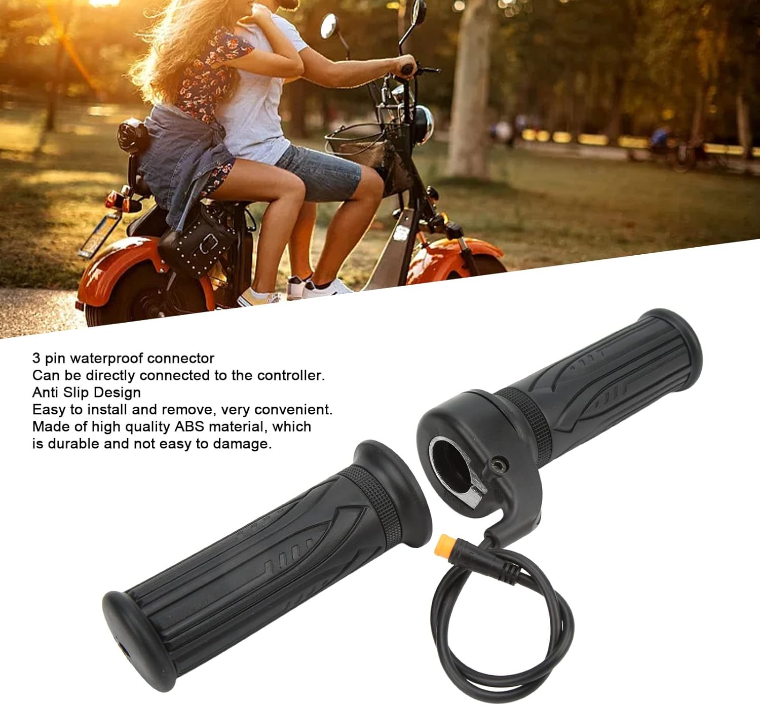 1 Pair Electric Bike Throttle, E Bike Throttle Waterproof Connector, E Scooter Accelerator Throttle Connector, 20X Speed Throttle Grip for 22.2Mm Handlebars image number 4