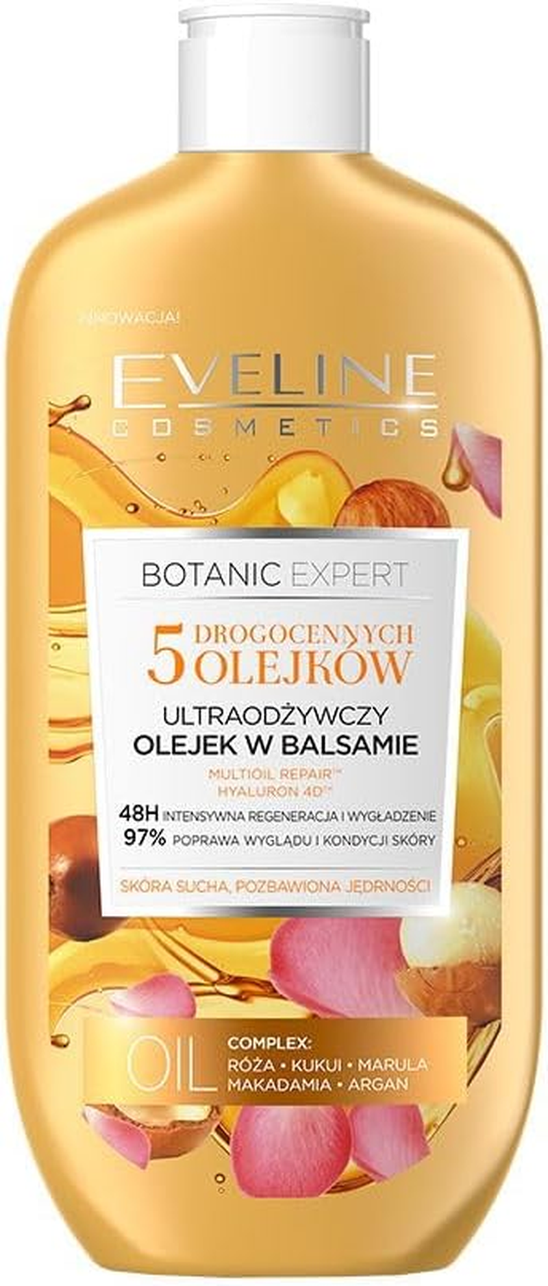 Eveline Cosmetics Botanic Expert Ultra Nourishing Body Balm Oil with Argan, Macadamia, Marula Oils - Deep Hydration & Radiance - 350 Ml image number 4