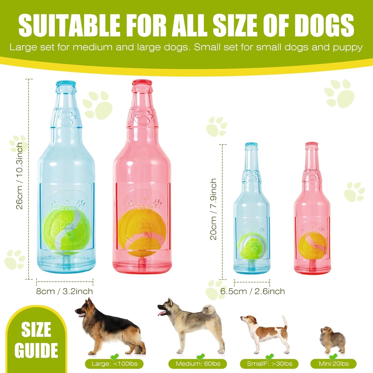Dog Toy, Dog Retriever Toy, Floating Squeaky Dog Toy, Interactive Fetch Toy for Play and Training, Bottle Shape with Tennis Ball inside (Small X2) image number 5