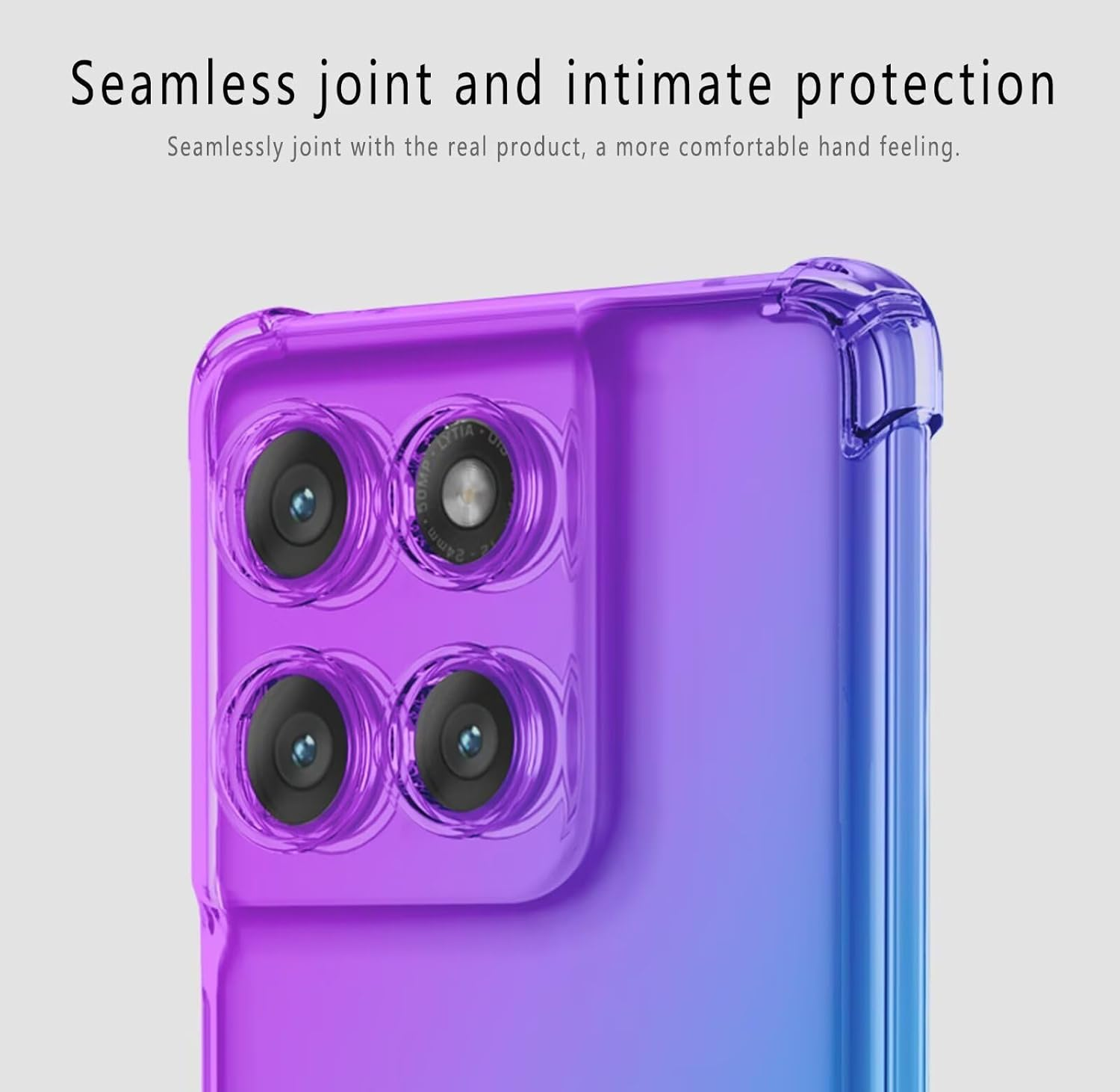 EASSGU TPU Silicone Mobile Phone Case for Motorola Moto G86 Power 5G (6.67 Inches), Transparent Gradient Case, anti Drop and Anti-Scratch Protective Case - Blue Purple