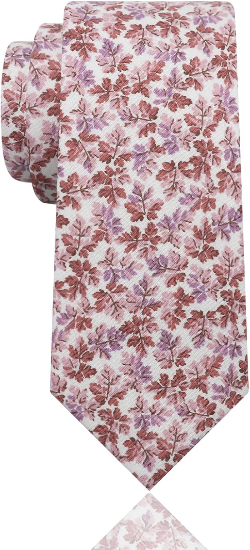 Luckyvestir Mens Ties, Sage/Dusty Blue/Pink Floral Ties for Men, 2.76" Cotton Flower Necktie for Wedding/Groomsmen/Party image number 1