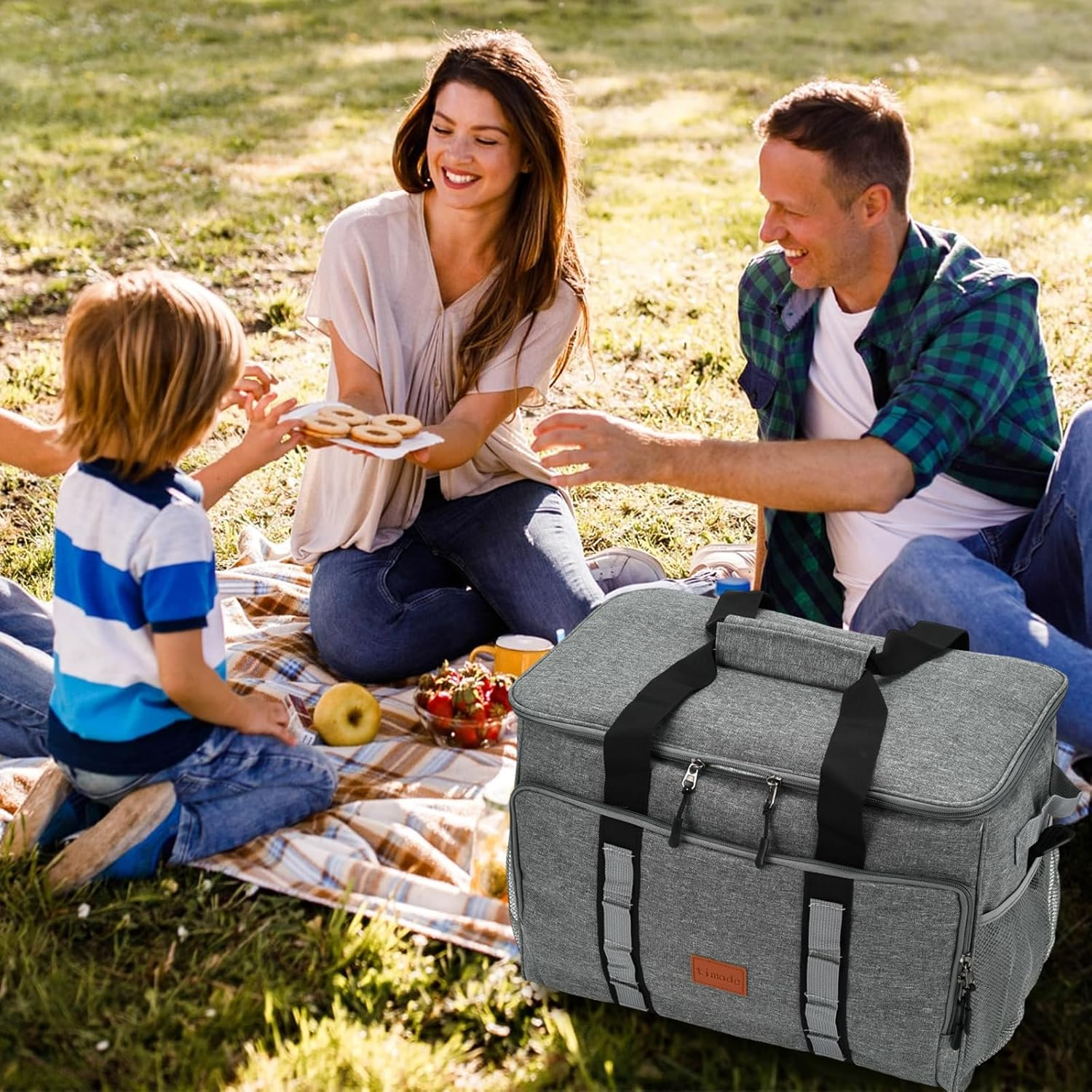 35L Cooler Bag, Picnic Bag, Thickened Lunch Bag, Foldable, Waterproof, Leak-Proof, Insulated Bag for Drinks and Food, Suitable for Camping, Hiking, Beach, BBQ, Picnic image number 4