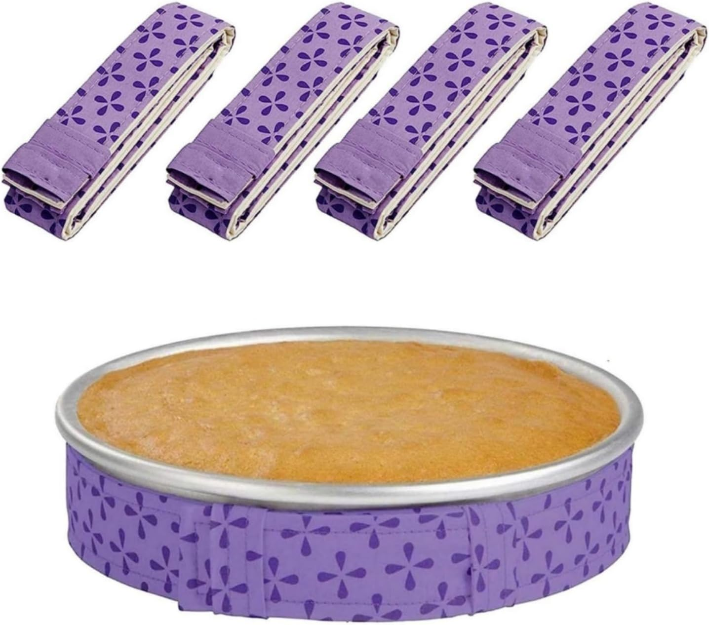 4Pcs Bake Even Strip, Cake Pan Dampen Strips, Baking Tray Protection Strap for Even Baking, Reusable Cake Pan Baking Strips for Home Kitchen Baking Supplies image number 4
