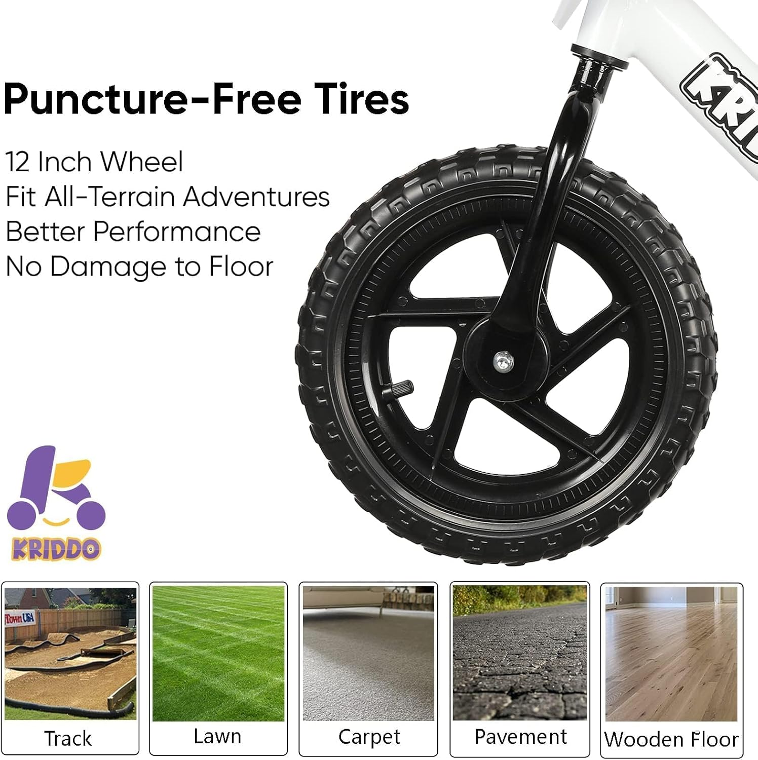 KRIDDO Toddler Balance Bike 2 Year Old, Age 24 Months to 5 Years Old, 12 Inch Push Bicycle with Customize Plate (3 Sets of Stickers Included), Gift Bike for 2-3 Boys Girls image number 5