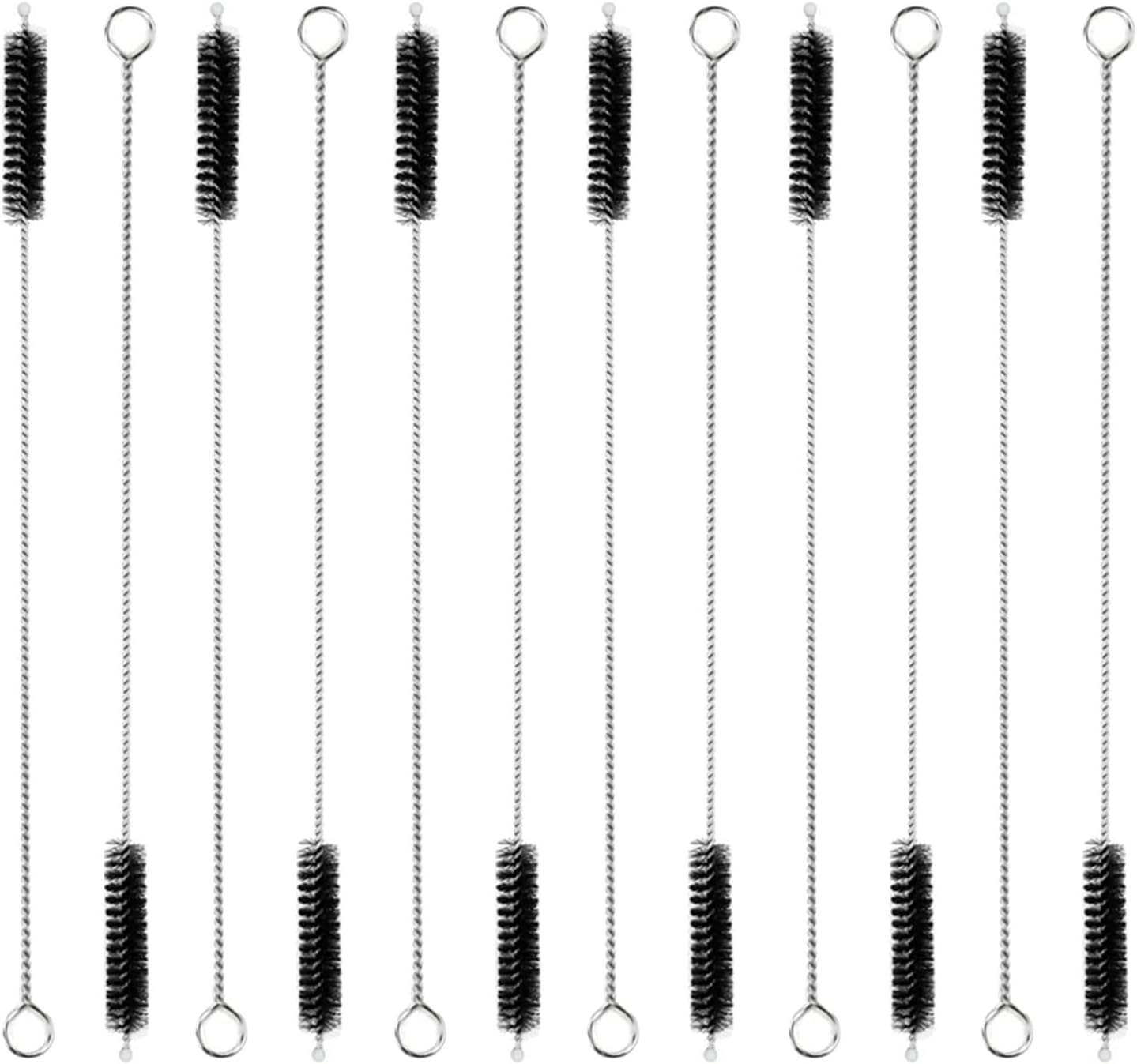 Proxima Direct 12 PCS Straw Cleaner Brush Set Bendable Straw Cleaning Brushes Kit Nylon Bristles Stainless Steel Handle to Clean Pipe Narrow Tube and Other Hard to Access Corners (Black)