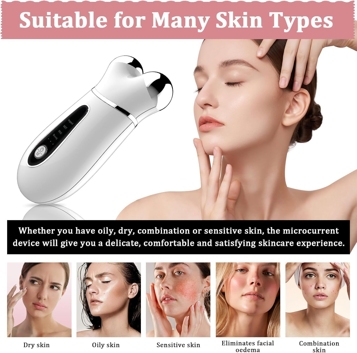 Microcurrent Face Device, USB Microcurrent Facial Shaping Tool for Facial Wrinkle Removal and Anti-Aging，Mini Microcurrent Face Lift Device for Face Lifting and Facial Sculpting (White) image number 4