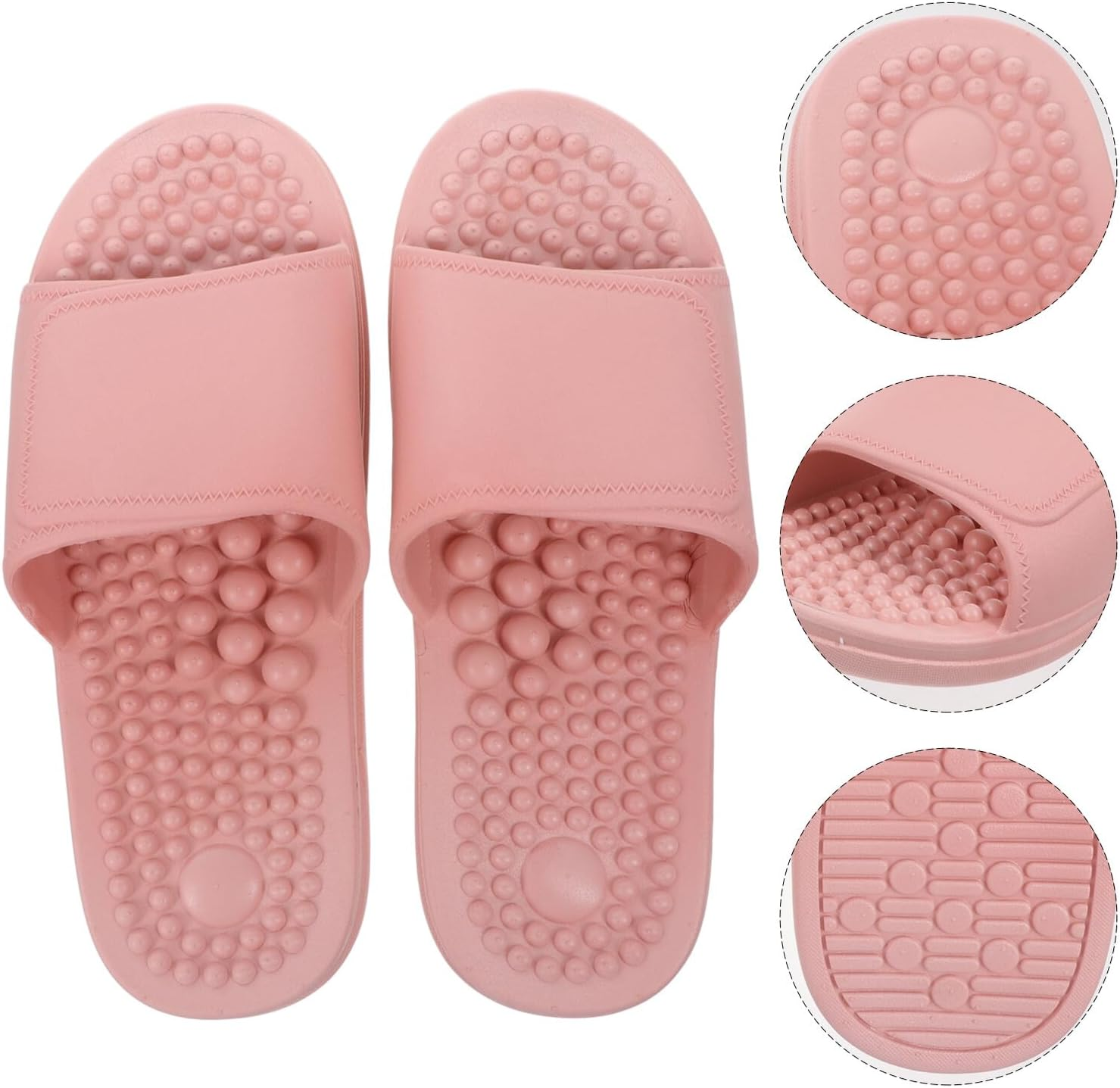 PLAFOPE Foot Care Slippers for Women Indoor Outdoor Lightweight Massage Dots Sole Breathable Hollow Toe Design Household Health Shoes Pink image number 2
