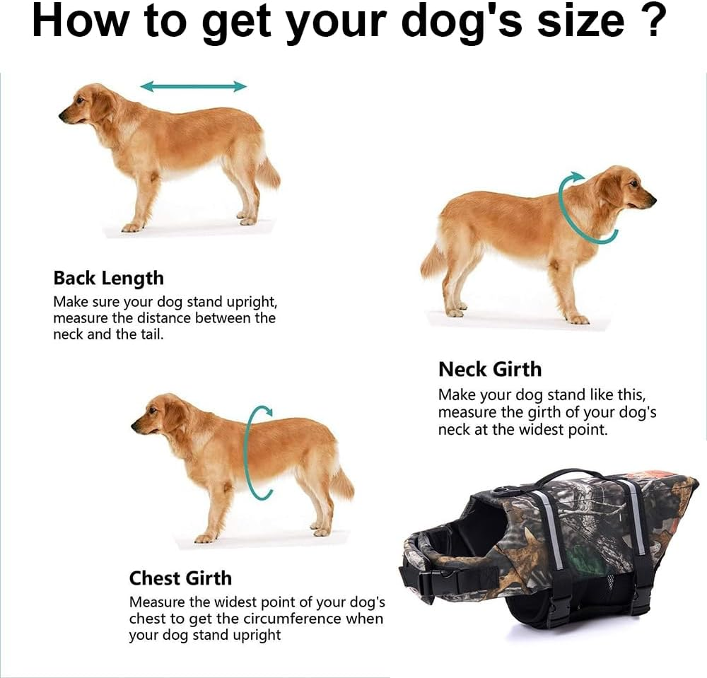 Dog Life Jacket, Camouflage Pet Life Vest with Adjustable Buckles, High Flotation Camo Dog Life Preserver Jacket, Lift Handle Ripstop Lightweight Dog Swimsuits for Small and Medium Breeds image number 5