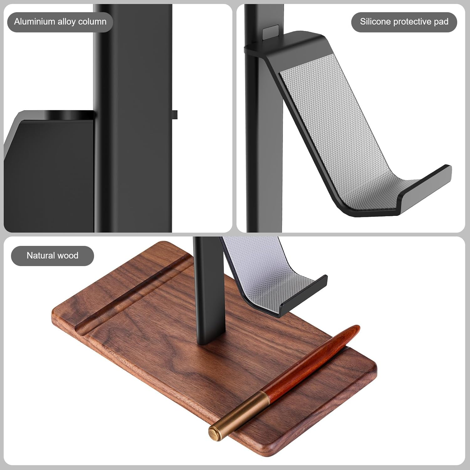 SHUOSUO Controller Holder, Walnut Wood Headphone Stand, Gaming Controller Stand for Xbox PS5 PS4 Switch, Natural Wooden Headset Holder, Universal Desk Game Accessories image number 3