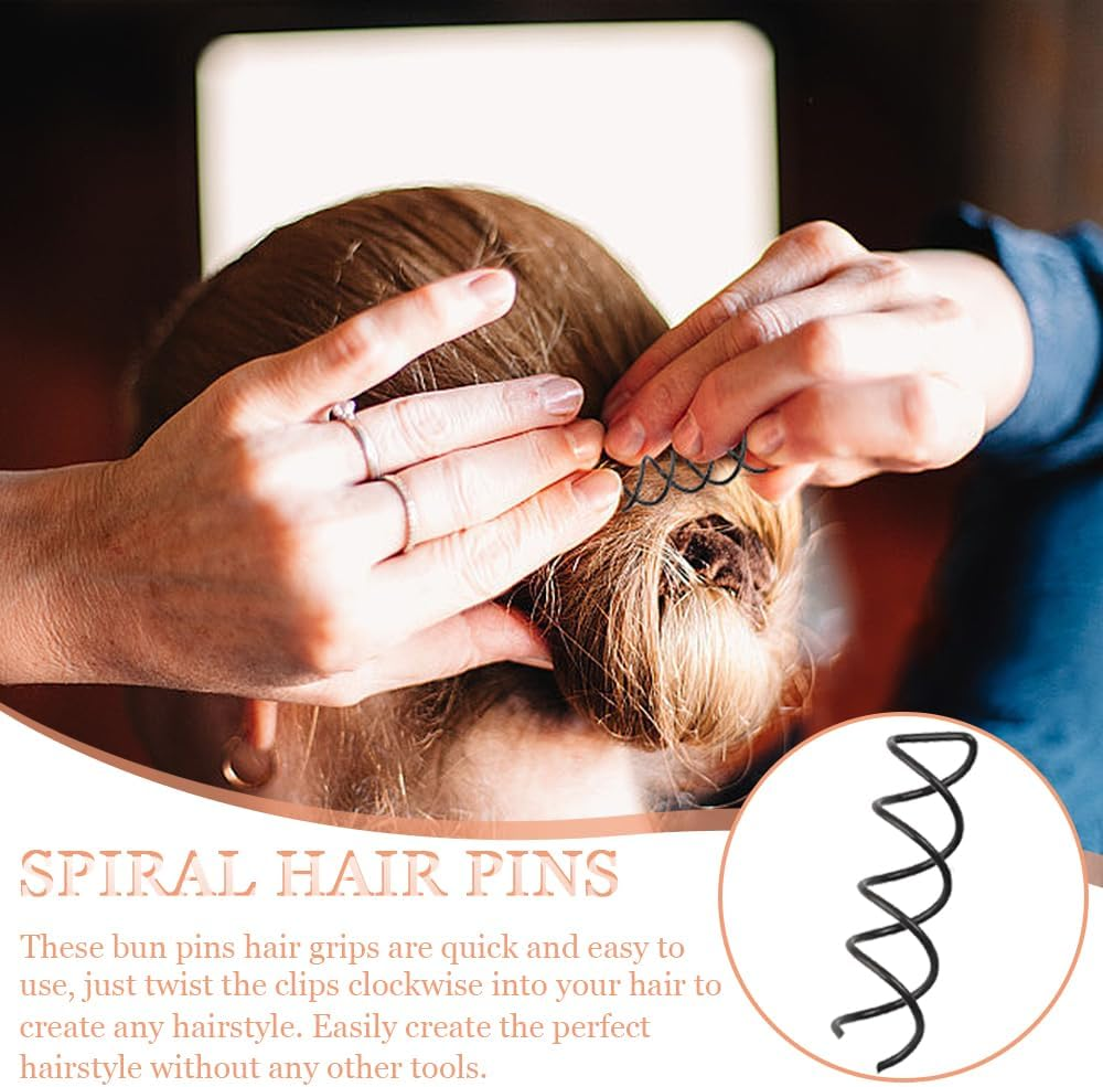 TRKETK Pack of 30 Spiral Hair Clips Spiral Pin Metal Bun Hairpin Spin Clip Spiral Pin for Hair Styling Twist Hair Clips Rounded Hair Clips for DIY Hair Style Girls and Women image number 5