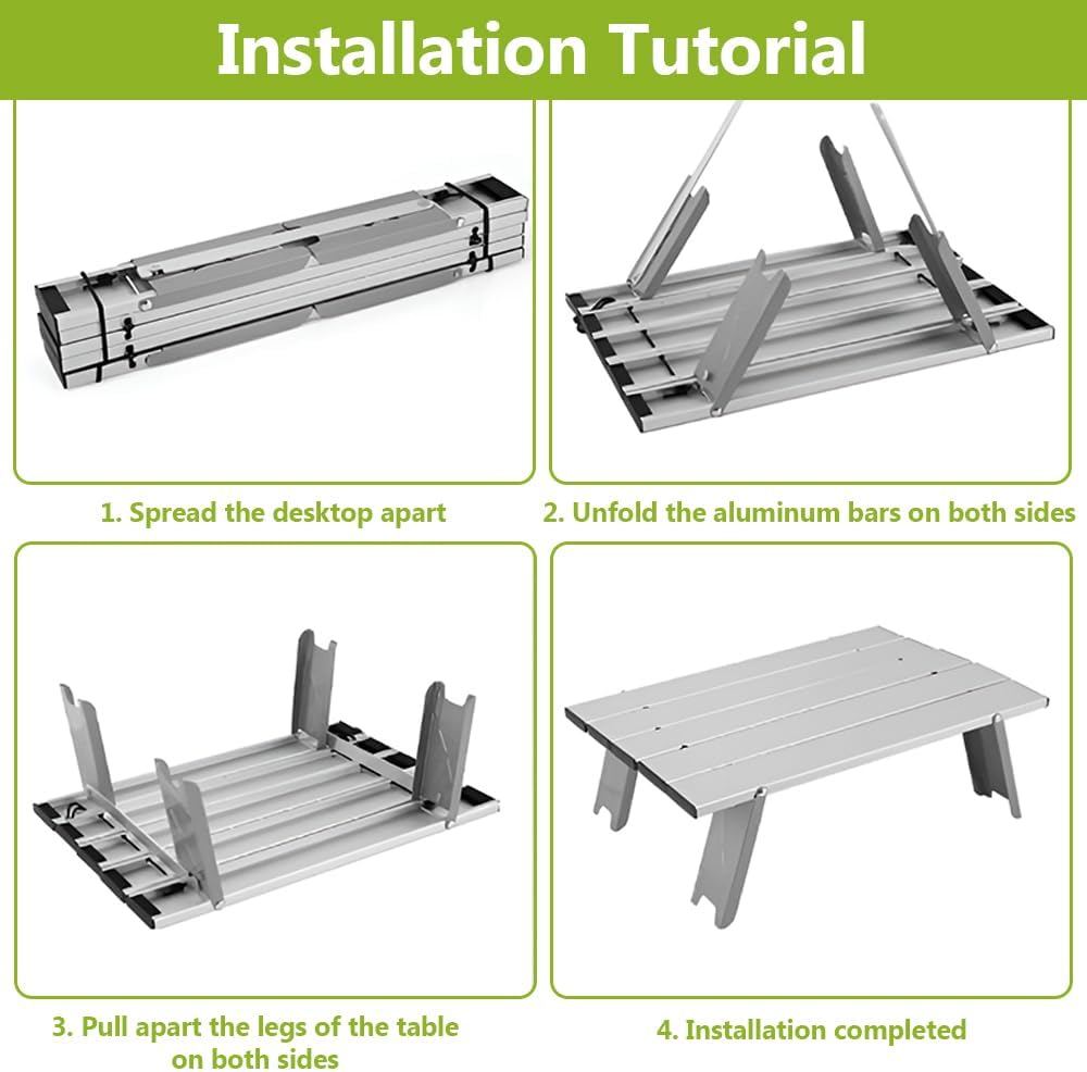 15.7"X11.4"X5.3" Ultralight Aluminum Camping Table, Portable Folding Outdoor Table, Compact Beach & Picnic Table for Travel, Tailgating & Car Camping (Silver)