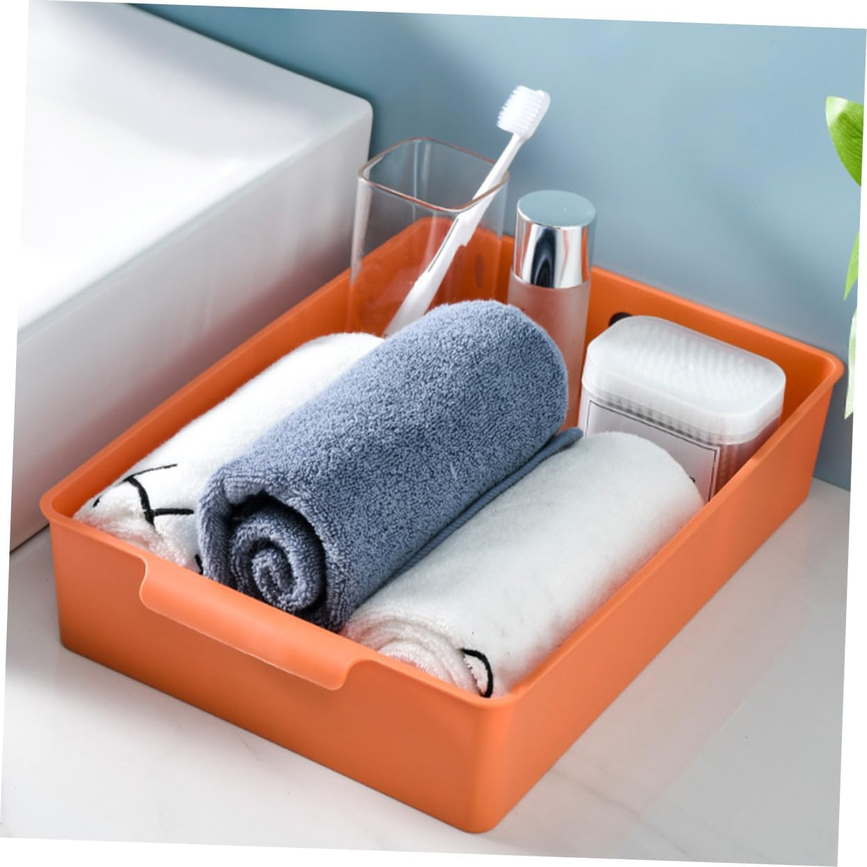 GRIRIW 4Pcs Desktop Storage Box Plastic Bins for Office Home Classroom Organization for Desk Supplies Books and Snacks Work Desk image number 5