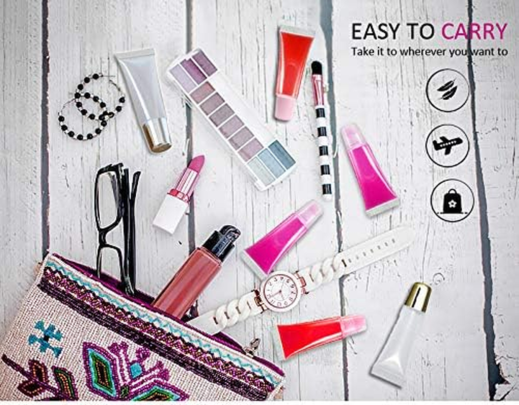 AMORIX 50PCS Lip Gloss Tubes 20Ml Pink Cap Lip Gloss Containers Empty Lip Balm Tubes Refillable Cosmetic Squeeze Lipgloss Tubes + 2 X 20Ml Syringes Tag Labels for DIY Lip Gloss Glitter image number 2