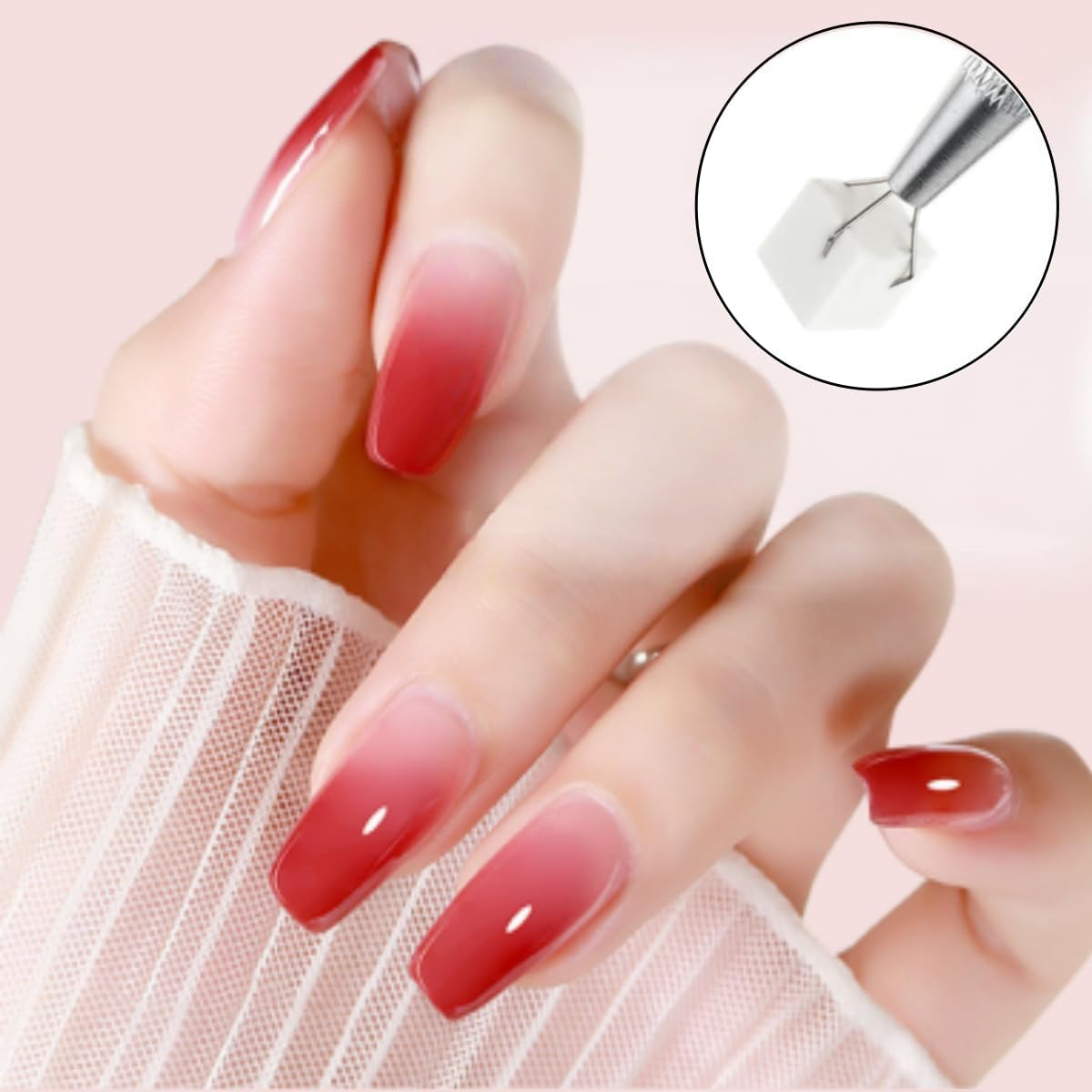 Gewaha 100 PCS Nail Sponges for Ombre Nail Art Supplies Brushes Design Tools Nail Tech Must Haves Accessories with 1 PCS Grab Pen for Salon image number 1