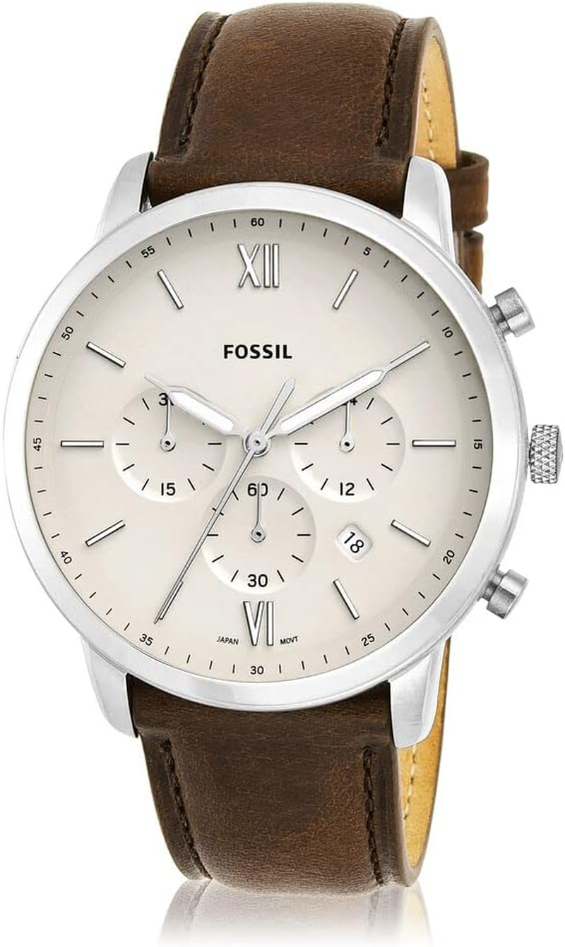 FOSSIL Men'S Quartz Watch Chronograph Display and Leather Strap, FS5380, Brown/Yellow image number 2