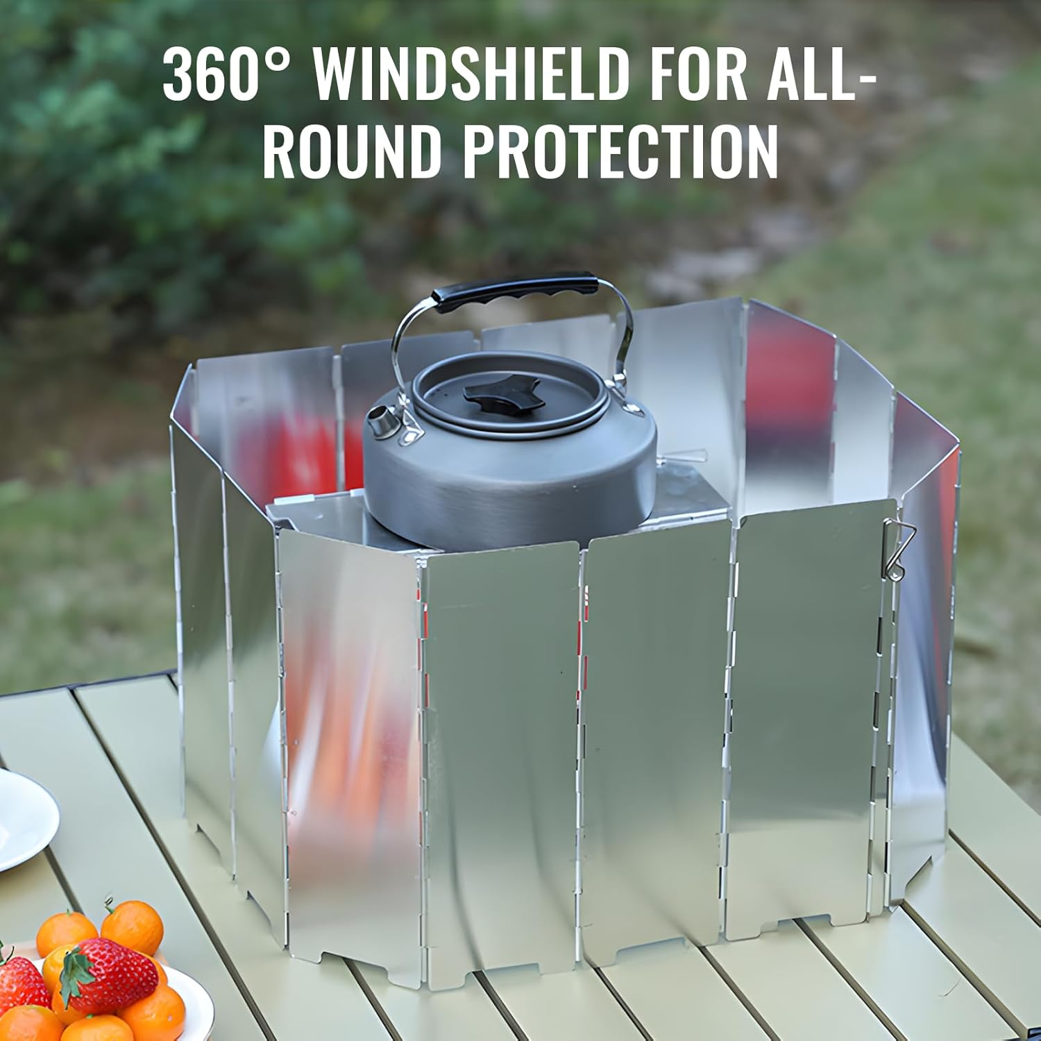 Eukyplace Stove Windshield, 12-Piece Foldable Camping Burner Windshield, 1M Long Metal Camp Stove Windscreen, Portable Gas Stove Windscreen for Outdoor Camping, Exquisite Packaging image number 2