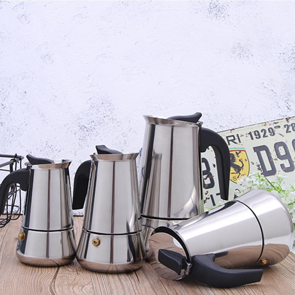 Portable Maker Pot for Induction Cooktops,Espresso Maker 100Ml,Moka Pot with Coffee Percolator Design,Stainless Steel Stove Top Coffee Maker for Camping or Home Use,Coffee Maker Stovetop(2 Cup) image number 1