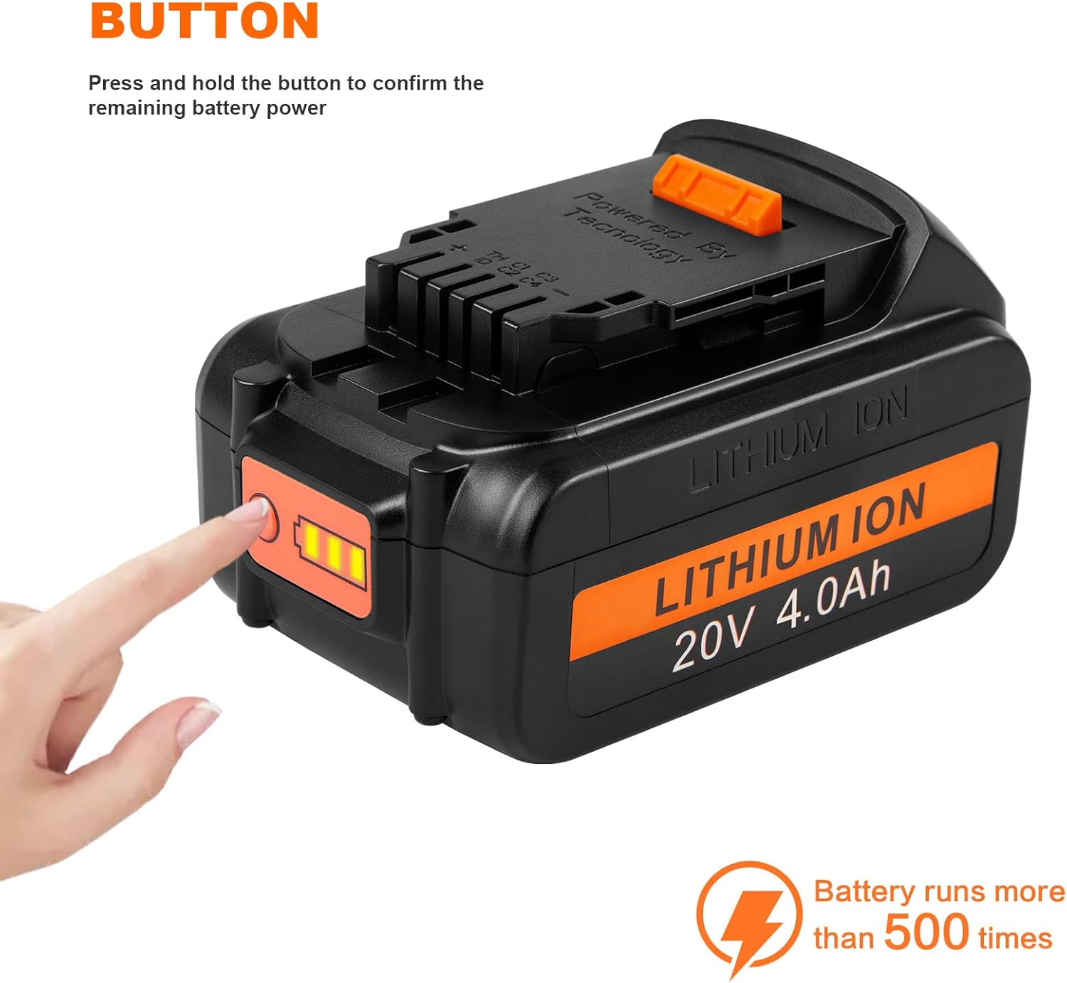 Lithium-Ion Battery 4000Mah Replacement for Dewalt 20V XR DCB200 DCB205 DCB184 DCB182 DCB200 DCB180 Cordless Drill Tool Batteries Pack image number 2